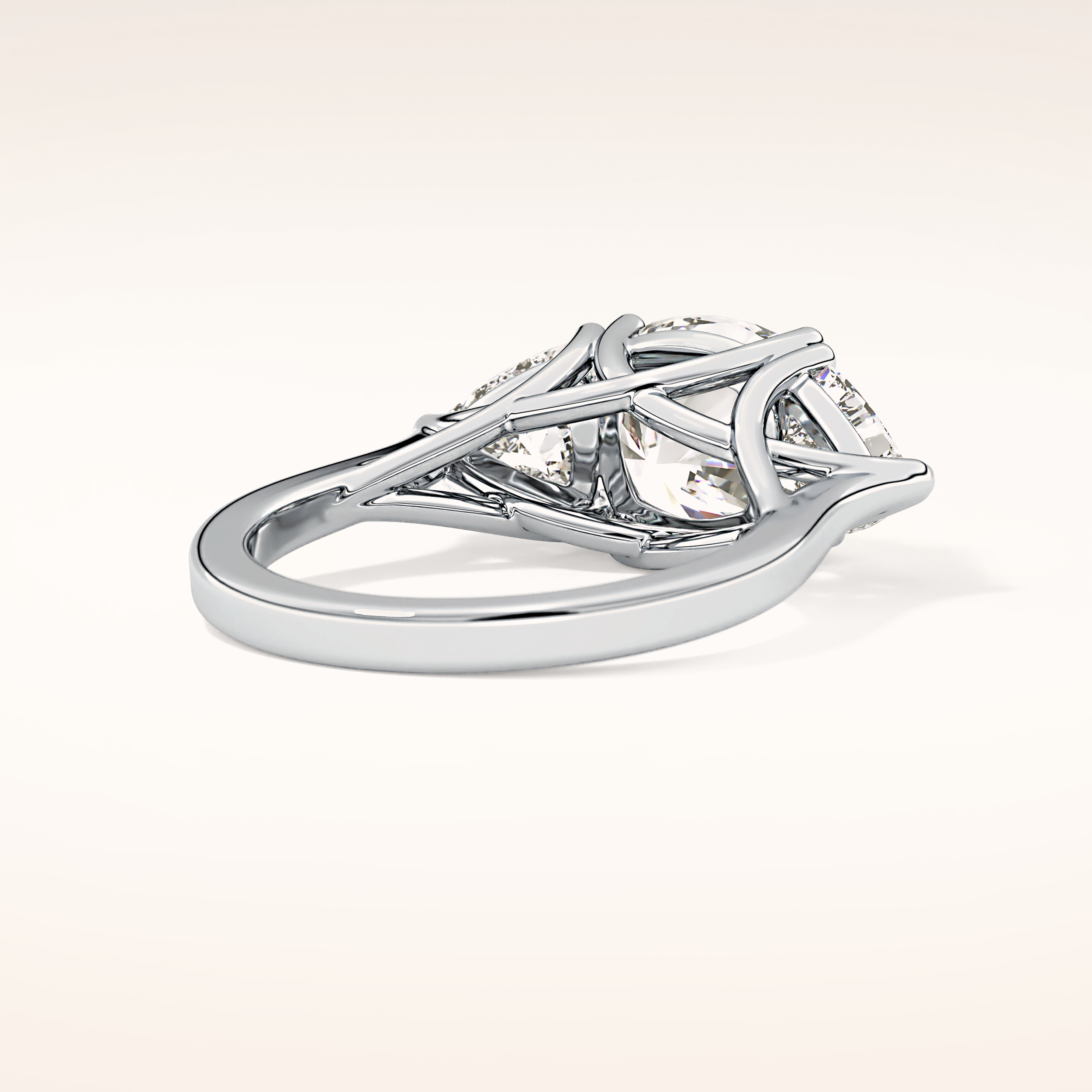 2.78 CT Cushion Shaped Three Stone Moissanite Engagement Ring