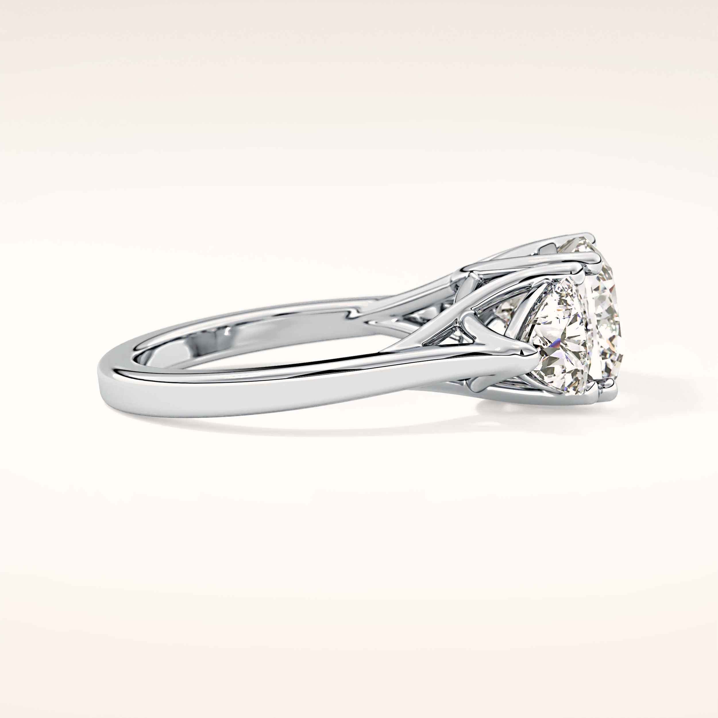 2.78 CT Cushion Shaped Three Stone Moissanite Engagement Ring