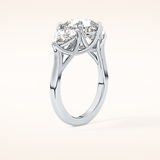 2.78 CT Cushion Shaped Three Stone Moissanite Engagement Ring