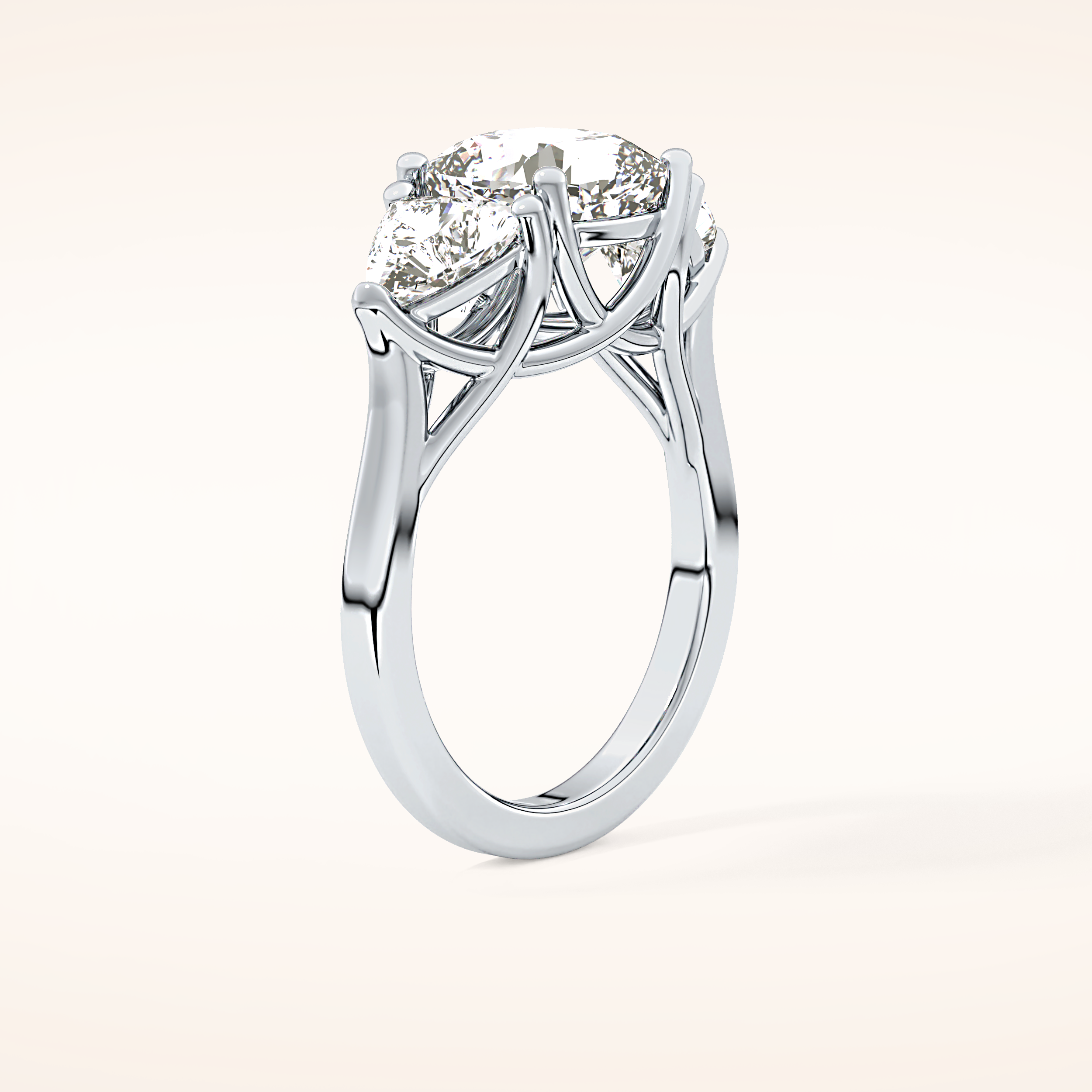 2.78 CT Cushion Shaped Three Stone Moissanite Engagement Ring