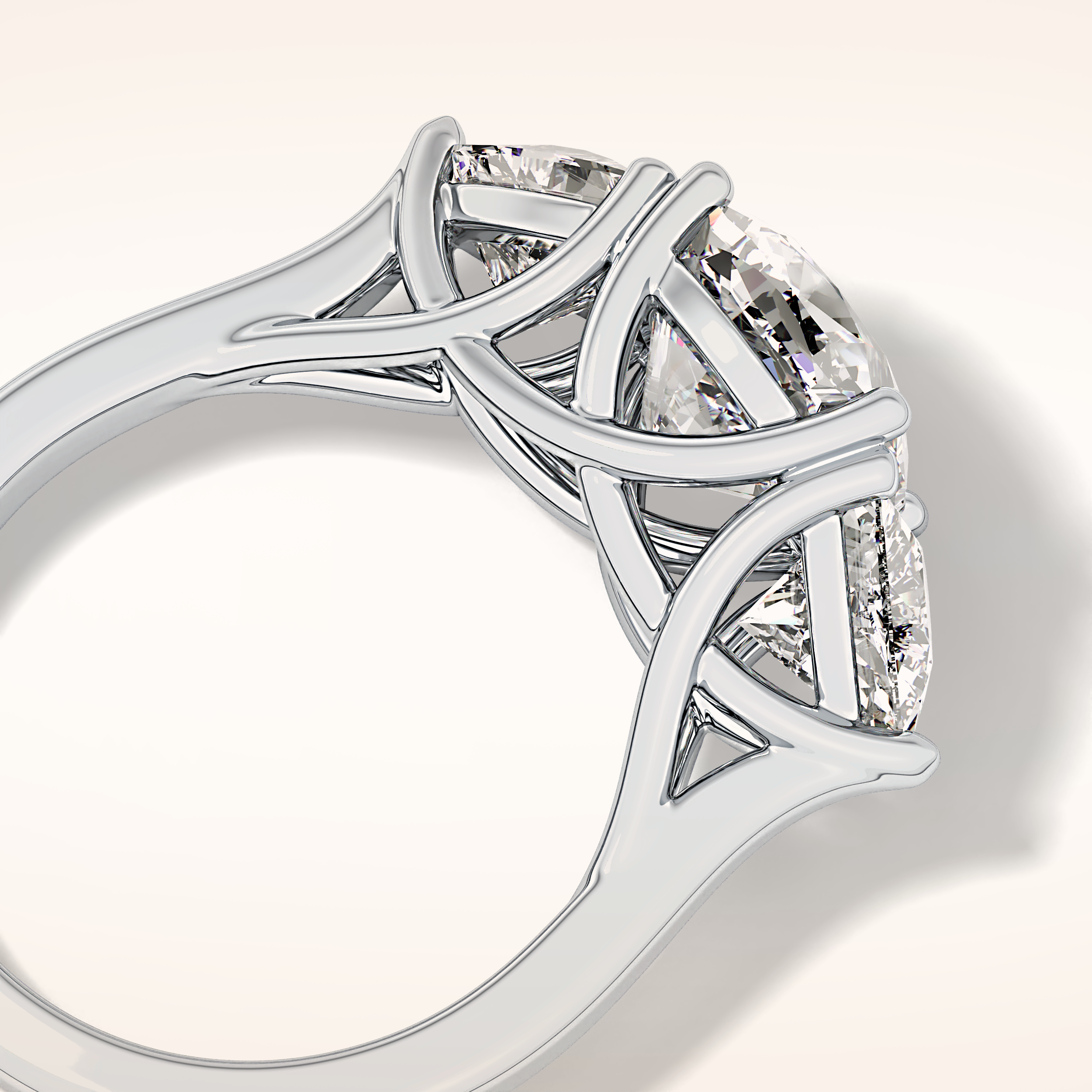 2.78 CT Cushion Shaped Three Stone Moissanite Engagement Ring