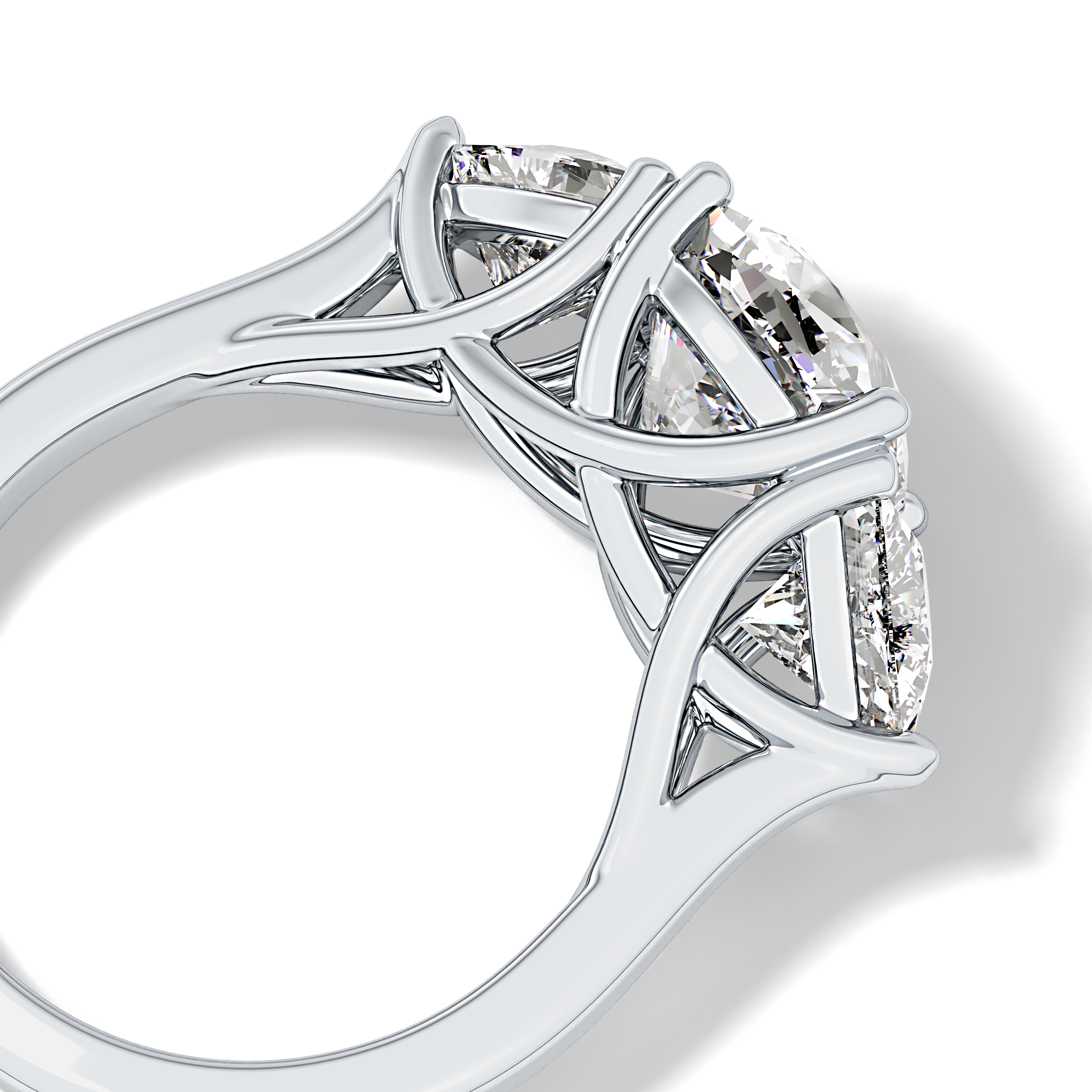 Cushion Three Stone Lab Grown Diamond Engagement Ring