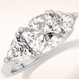 2.78 CT Cushion Shaped Three Stone Moissanite Engagement Ring