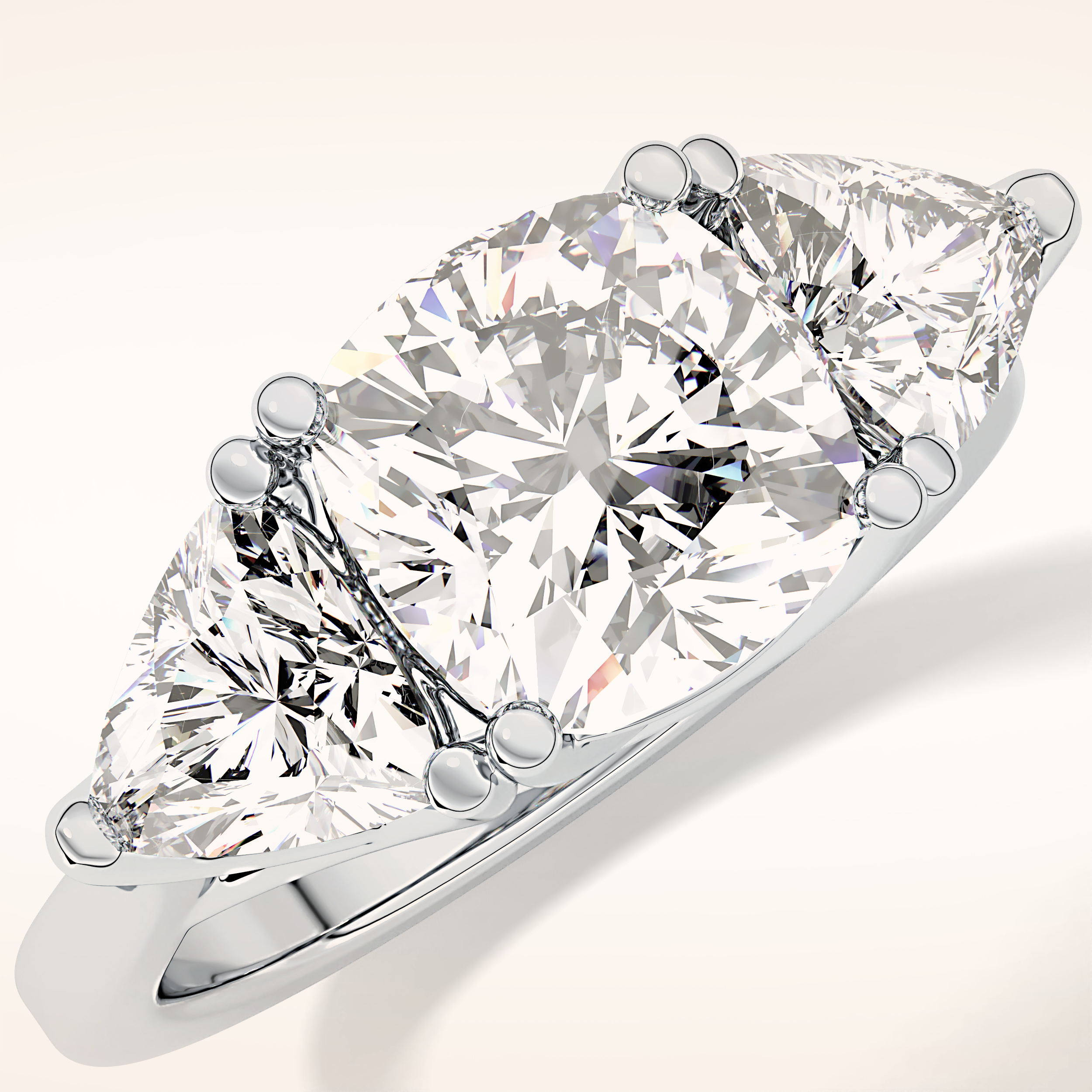 2.78 CT Cushion Shaped Three Stone Moissanite Engagement Ring