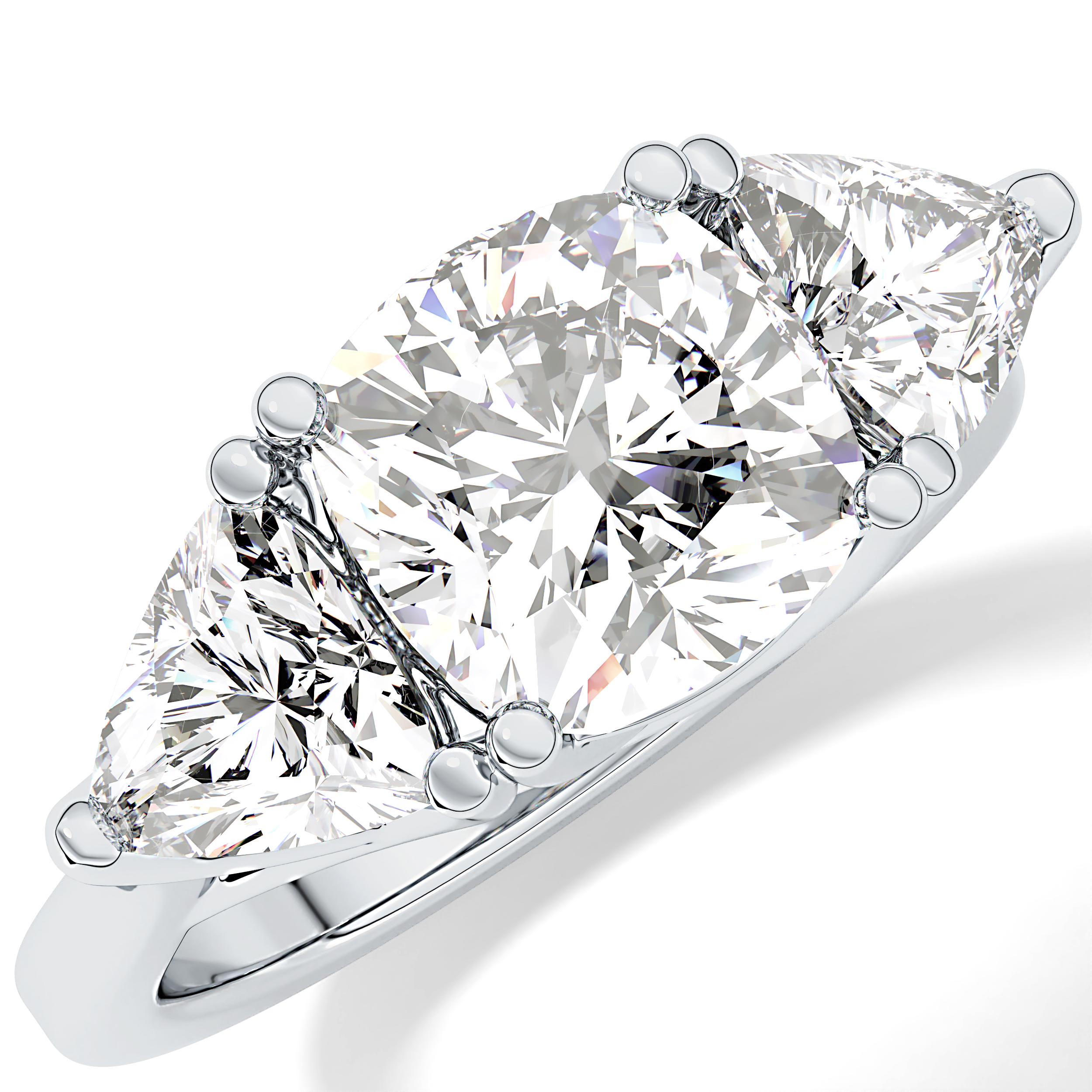 Cushion Three Stone Lab Grown Diamond Engagement Ring