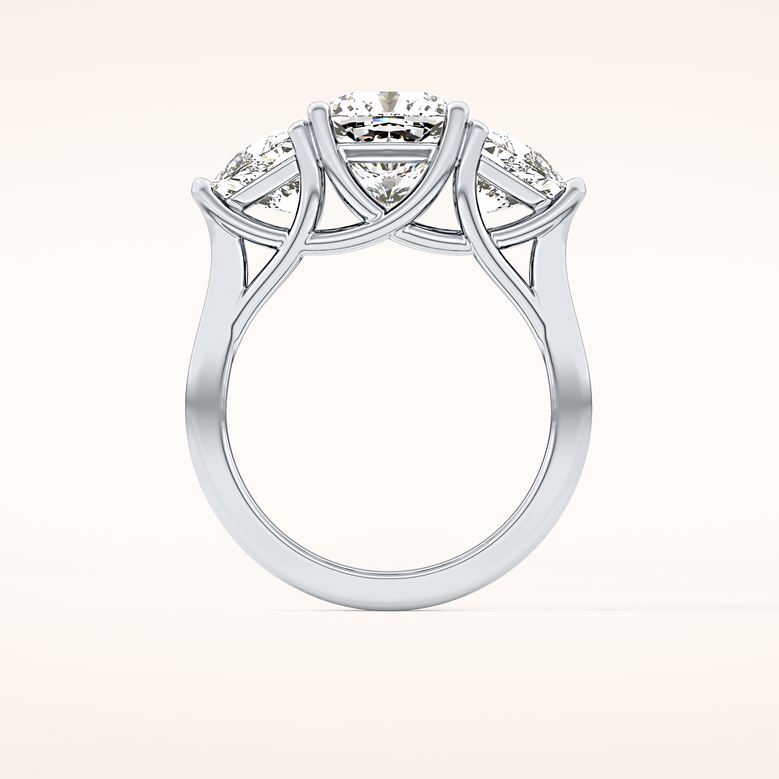 2.78 CT Cushion Shaped Three Stone Moissanite Engagement Ring