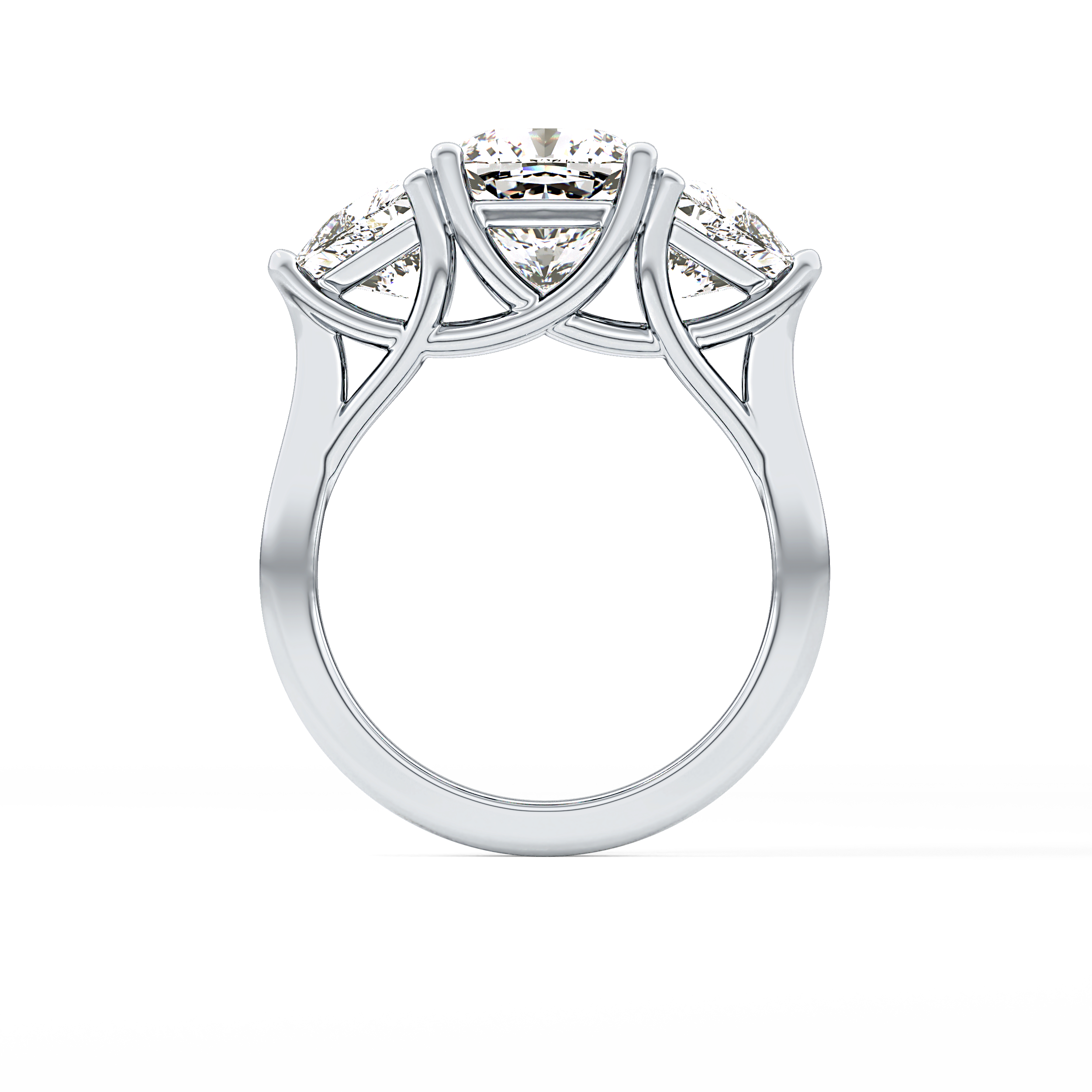 Cushion Three Stone Lab Grown Diamond Engagement Ring