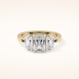 1.25 CT Emerald Shaped Three Stone Moissanite Engagement Ring