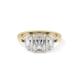 Emerald Three Stone Lab Grown Diamond Engagement Ring