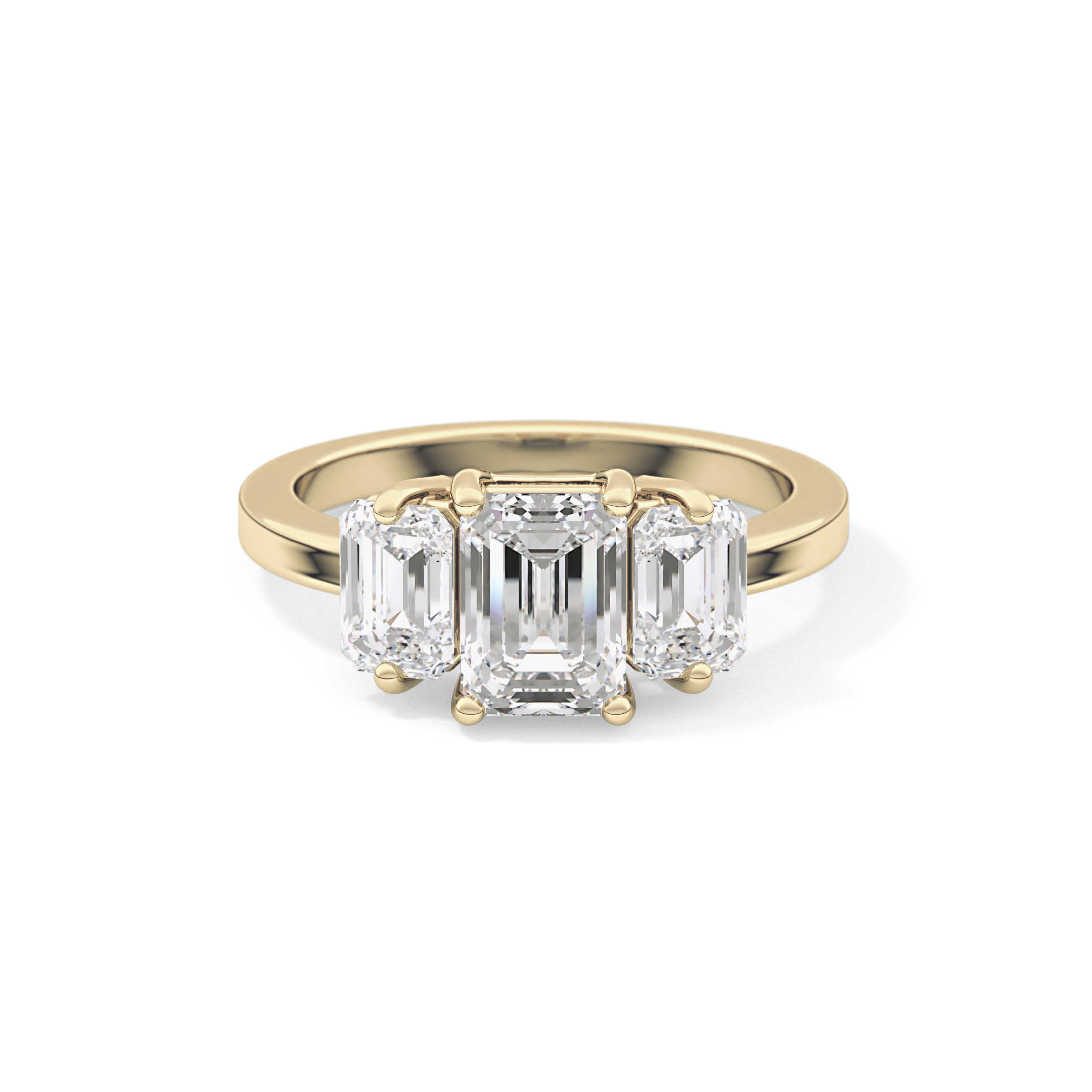Emerald Three Stone Lab Grown Diamond Engagement Ring