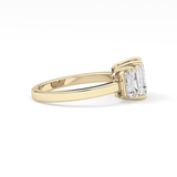 Emerald Three Stone Lab Grown Diamond Engagement Ring