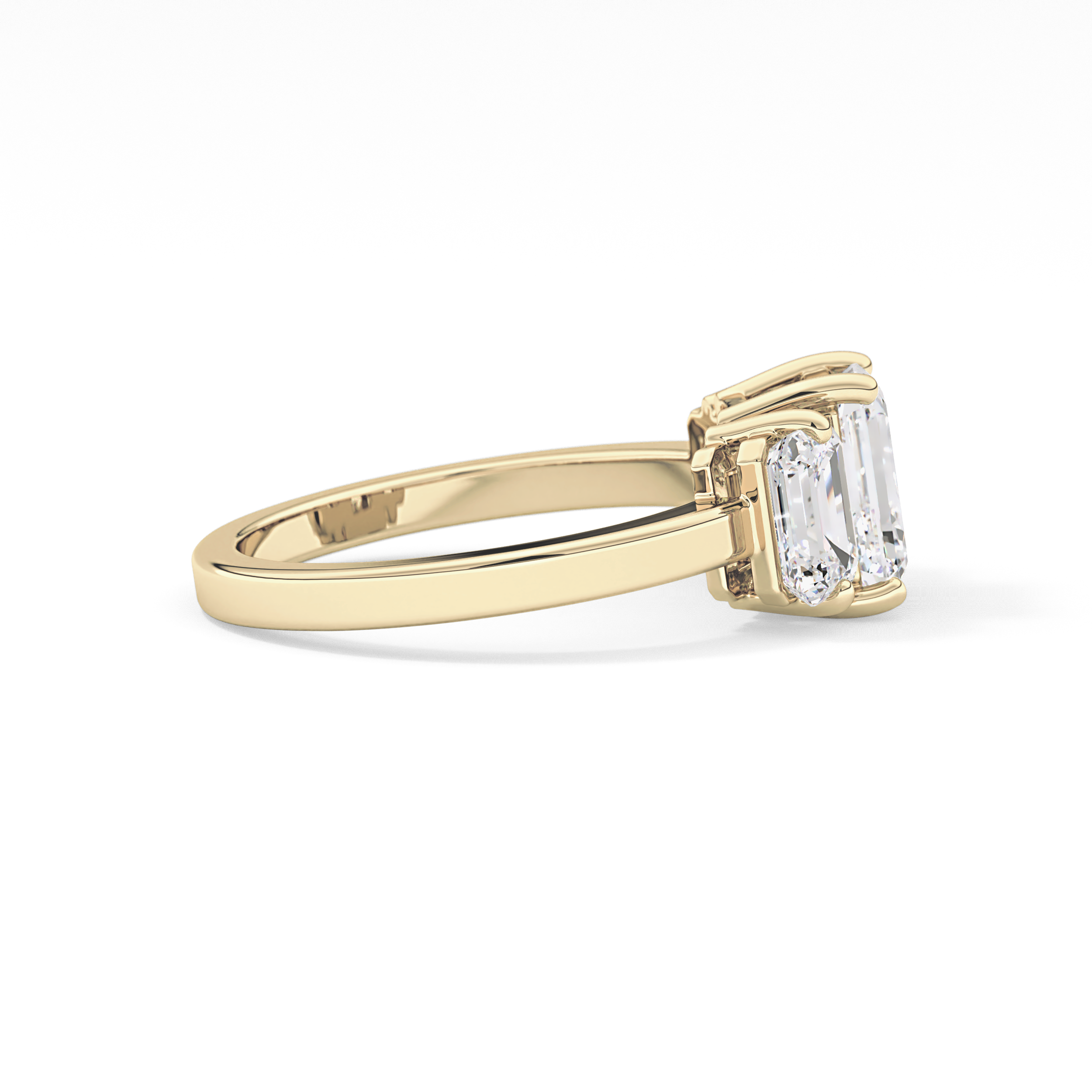 Emerald Three Stone Lab Grown Diamond Engagement Ring