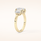 1.25 CT Emerald Shaped Three Stone Moissanite Engagement Ring