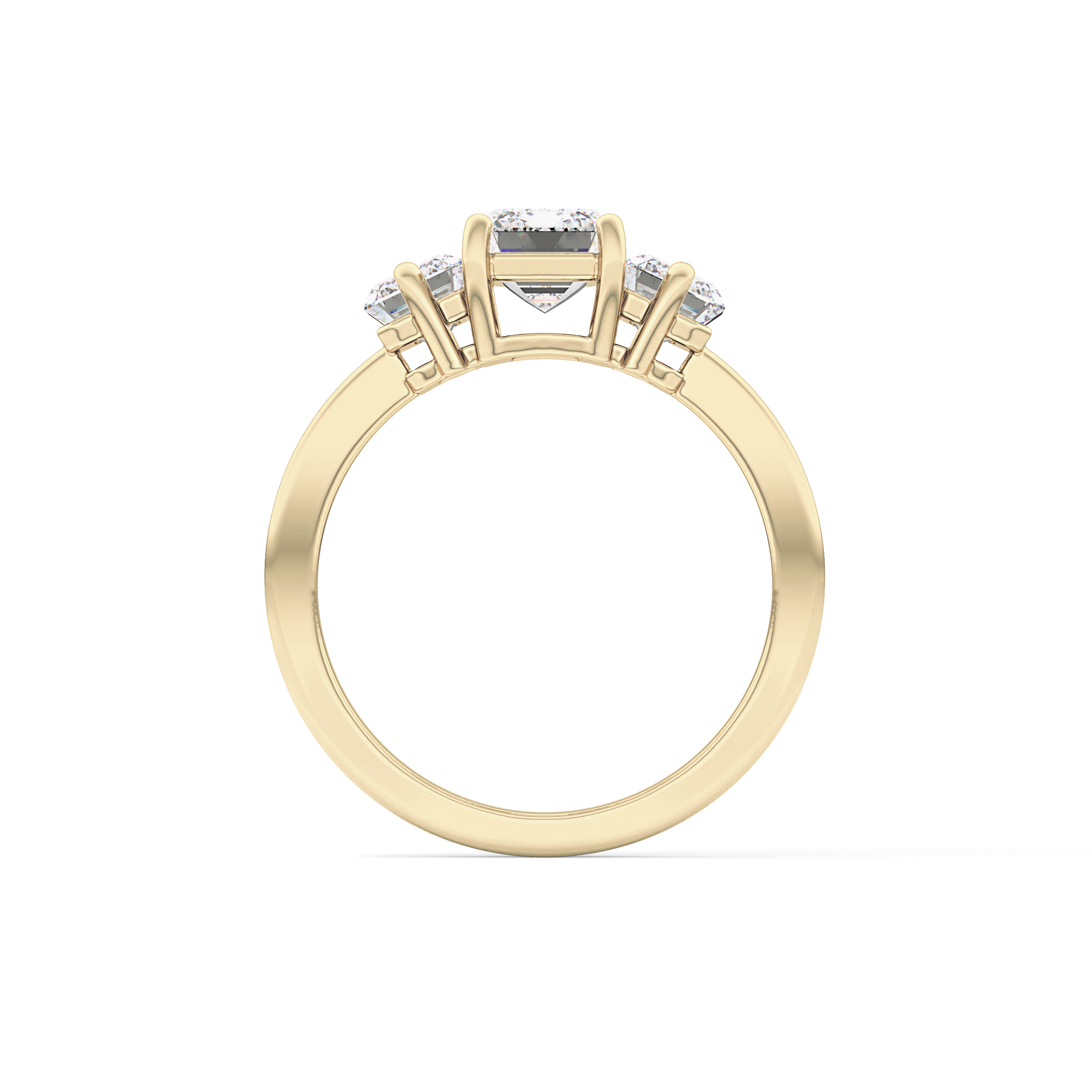 Emerald Three Stone Lab Grown Diamond Engagement Ring