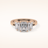 1.25 CT Emerald Shaped Three Stone Moissanite Engagement Ring