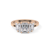 Emerald Three Stone Lab Grown Diamond Engagement Ring