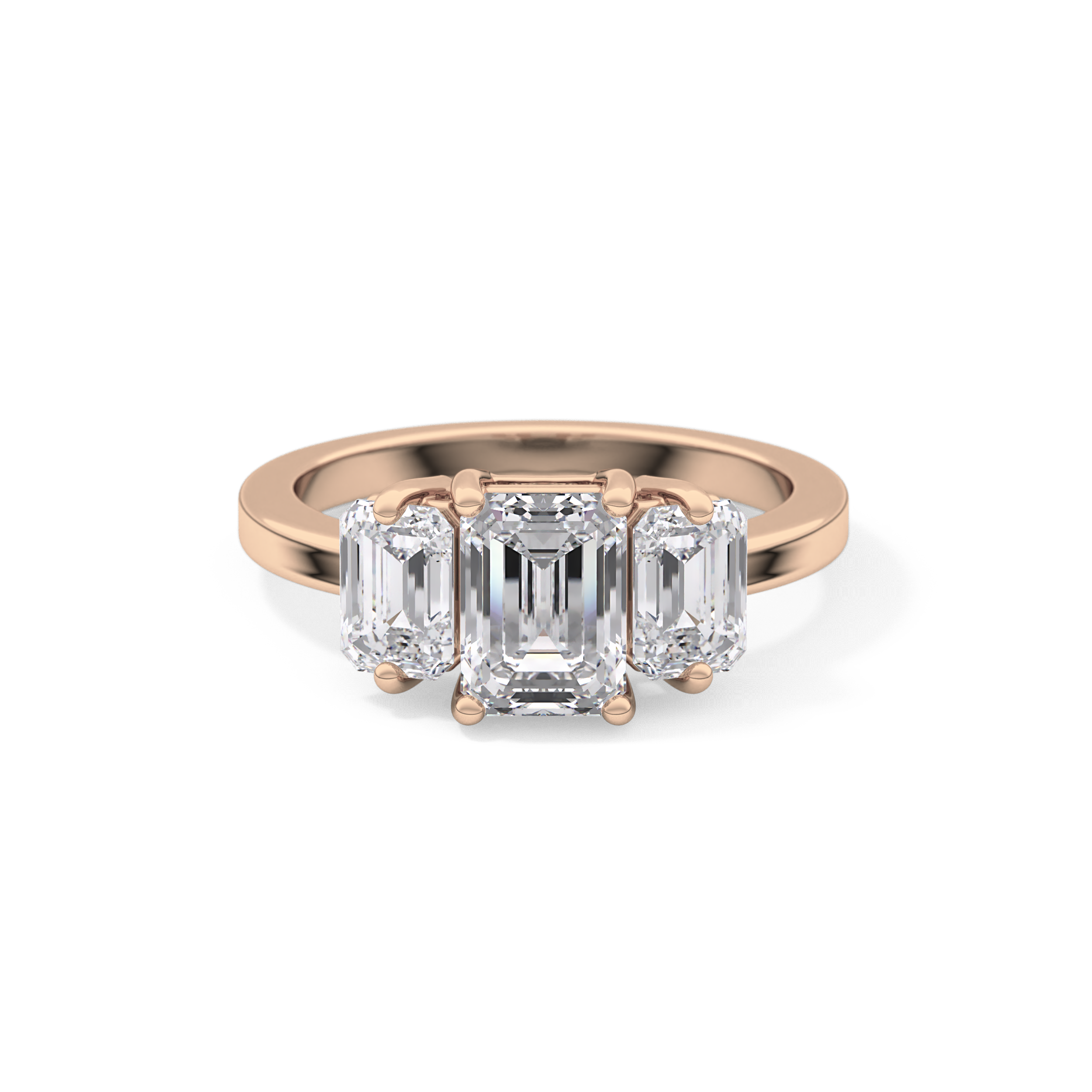 Emerald Three Stone Lab Grown Diamond Engagement Ring