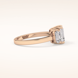 1.25 CT Emerald Shaped Three Stone Moissanite Engagement Ring