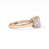 Emerald Three Stone Lab Grown Diamond Engagement Ring