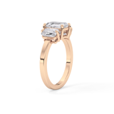 Emerald Three Stone Lab Grown Diamond Engagement Ring