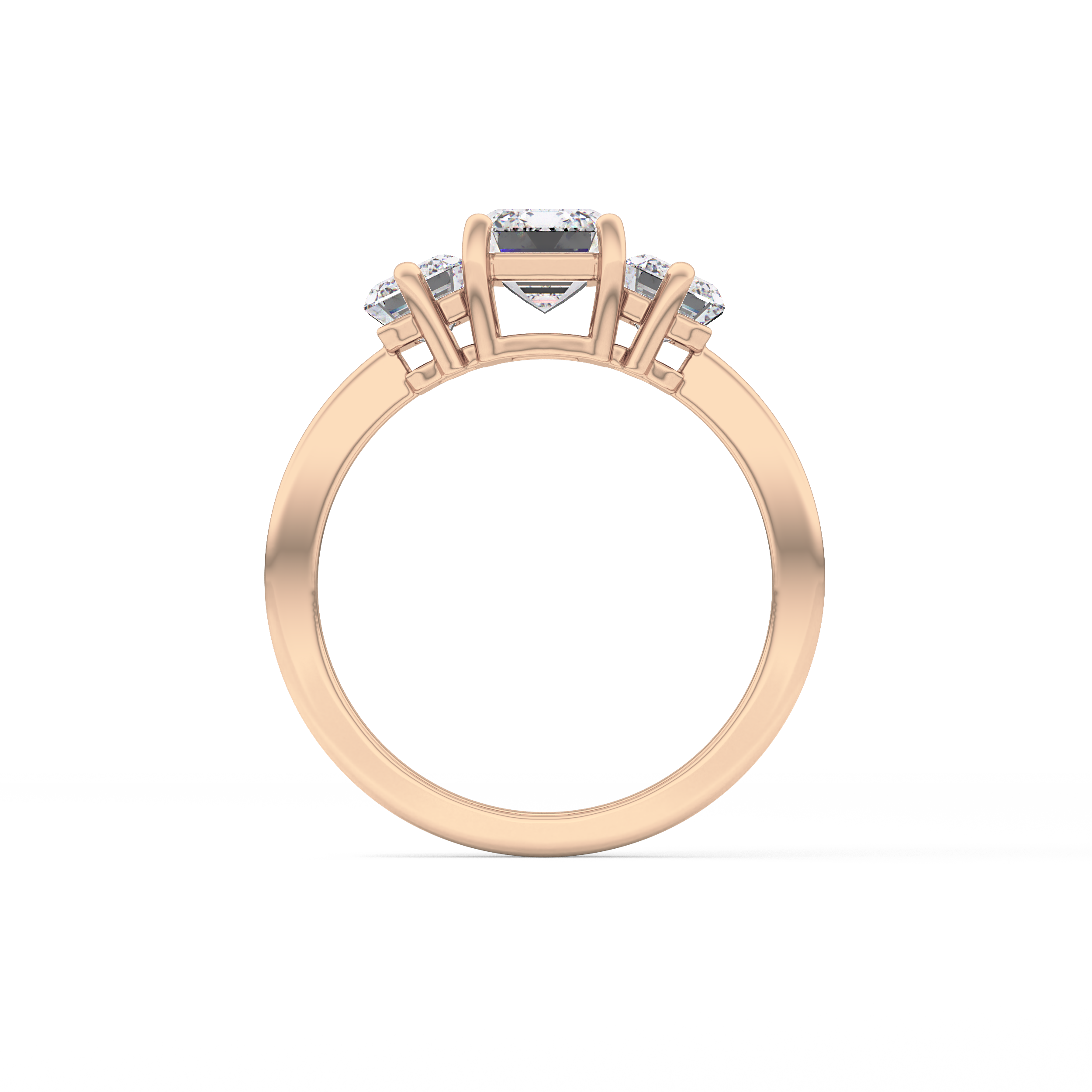 Emerald Three Stone Lab Grown Diamond Engagement Ring