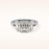 1.25 CT Emerald Shaped Three Stone Moissanite Engagement Ring