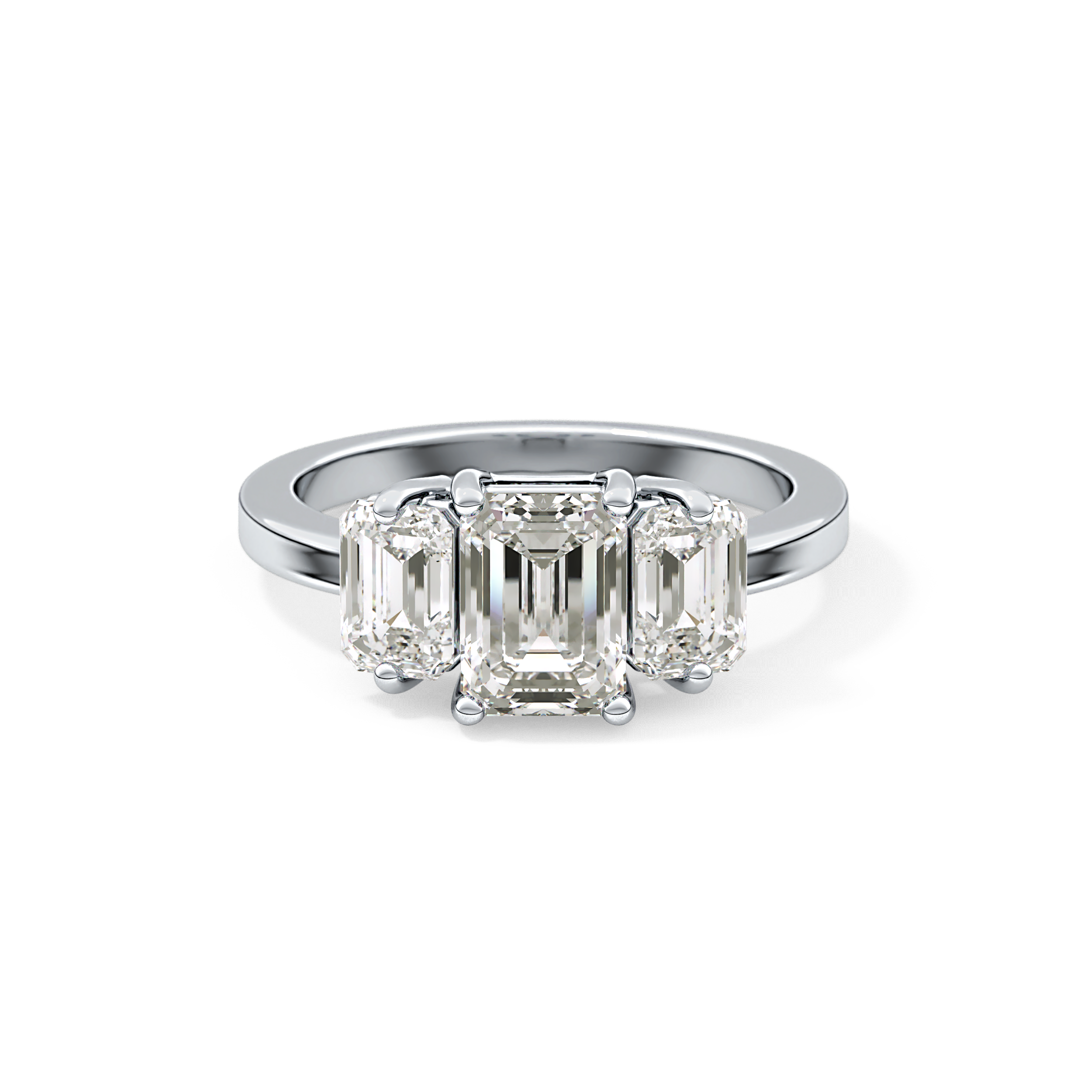 Emerald Three Stone Lab Grown Diamond Engagement Ring