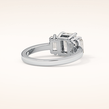 1.25 CT Emerald Shaped Three Stone Moissanite Engagement Ring
