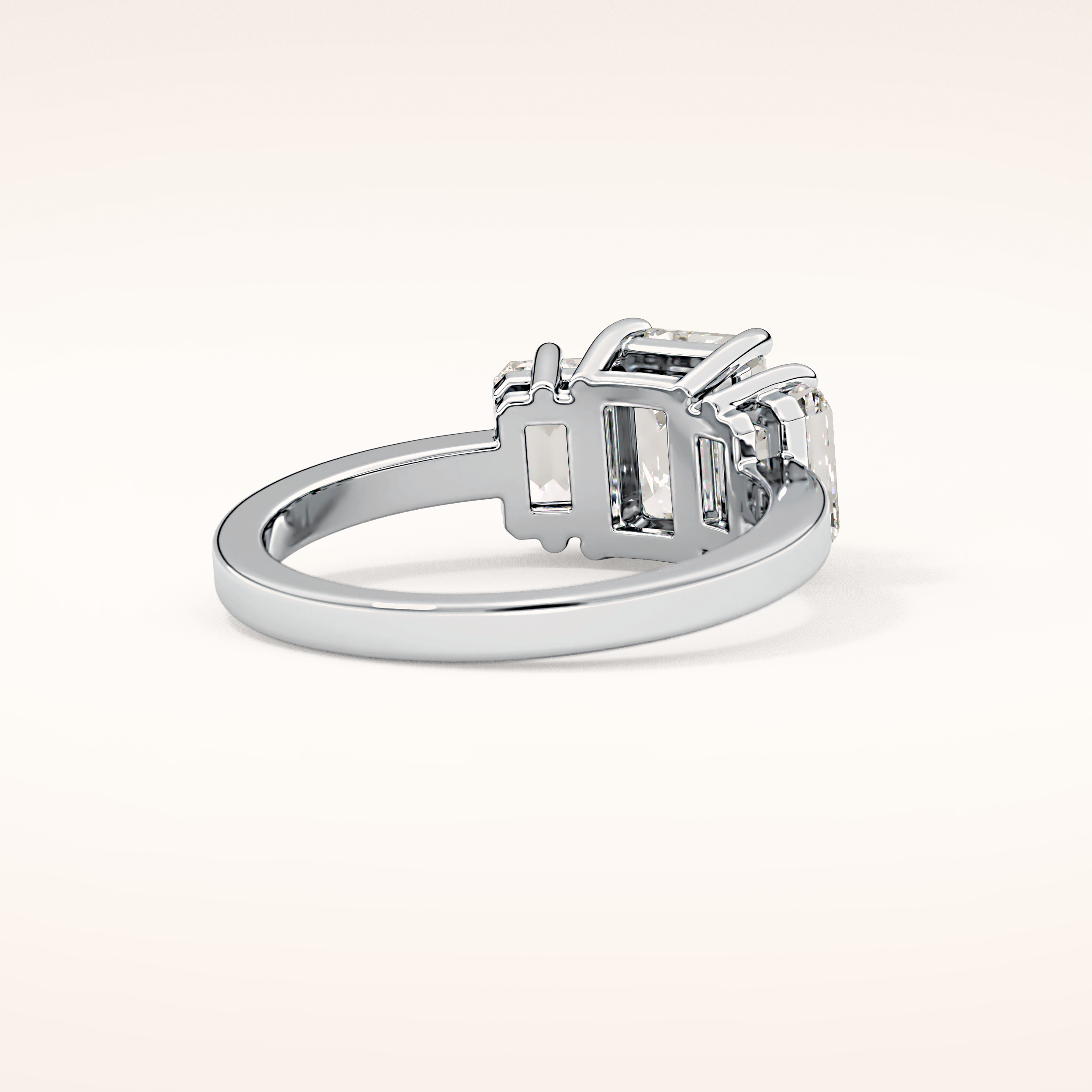 1.25 CT Emerald Shaped Three Stone Moissanite Engagement Ring