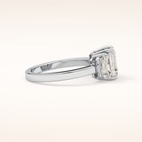 1.25 CT Emerald Shaped Three Stone Moissanite Engagement Ring
