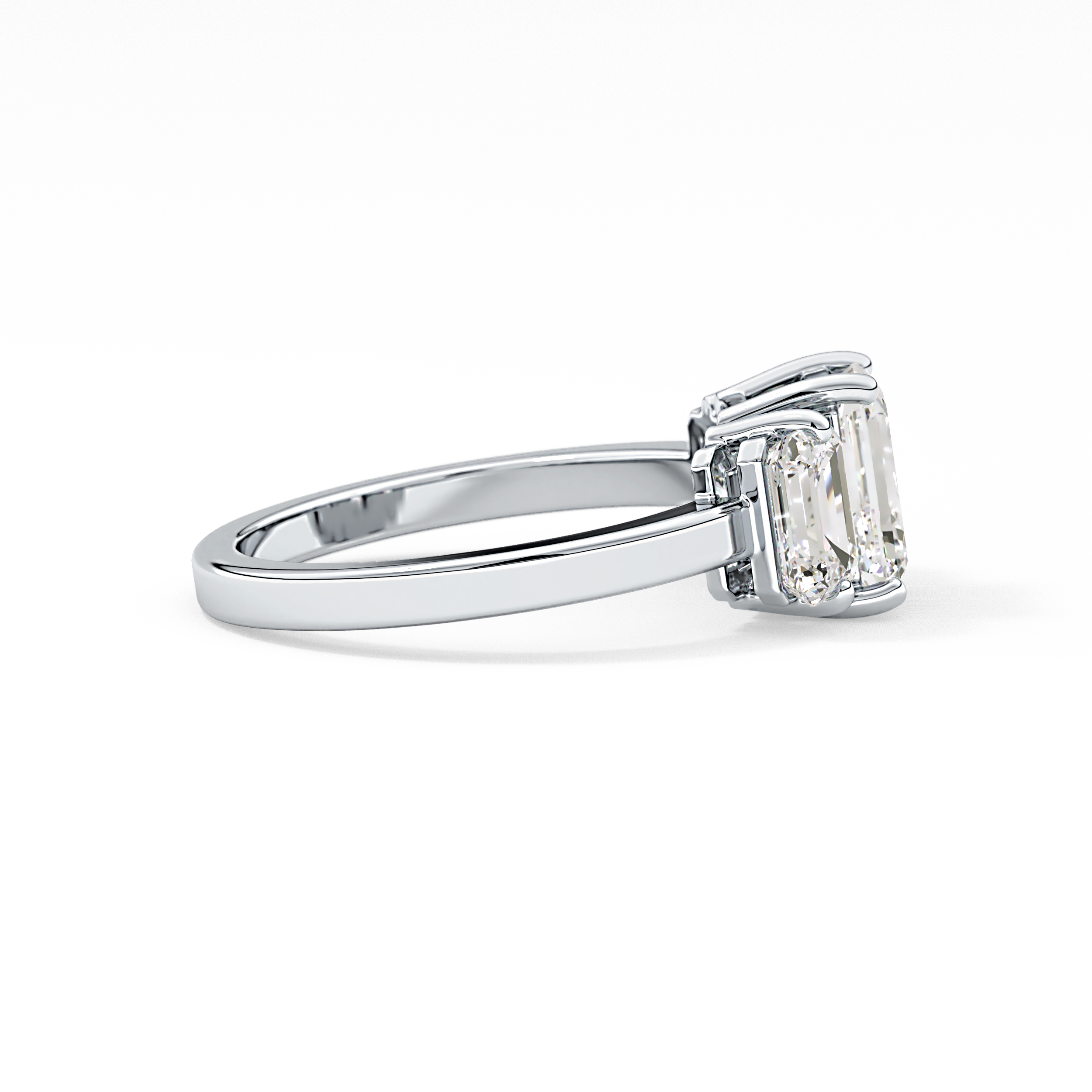 Emerald Three Stone Lab Grown Diamond Engagement Ring