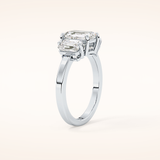 1.25 CT Emerald Shaped Three Stone Moissanite Engagement Ring