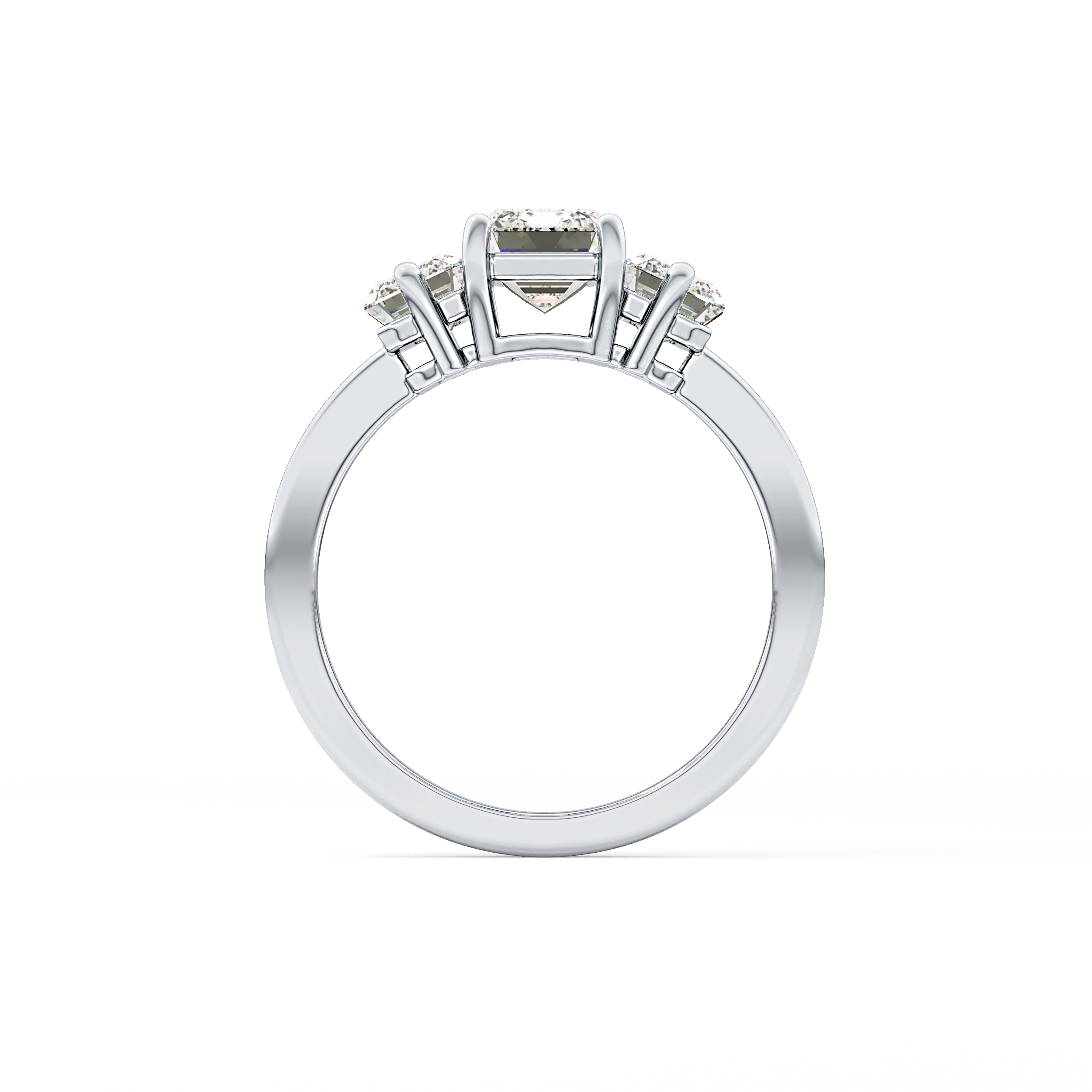 Emerald Three Stone Lab Grown Diamond Engagement Ring