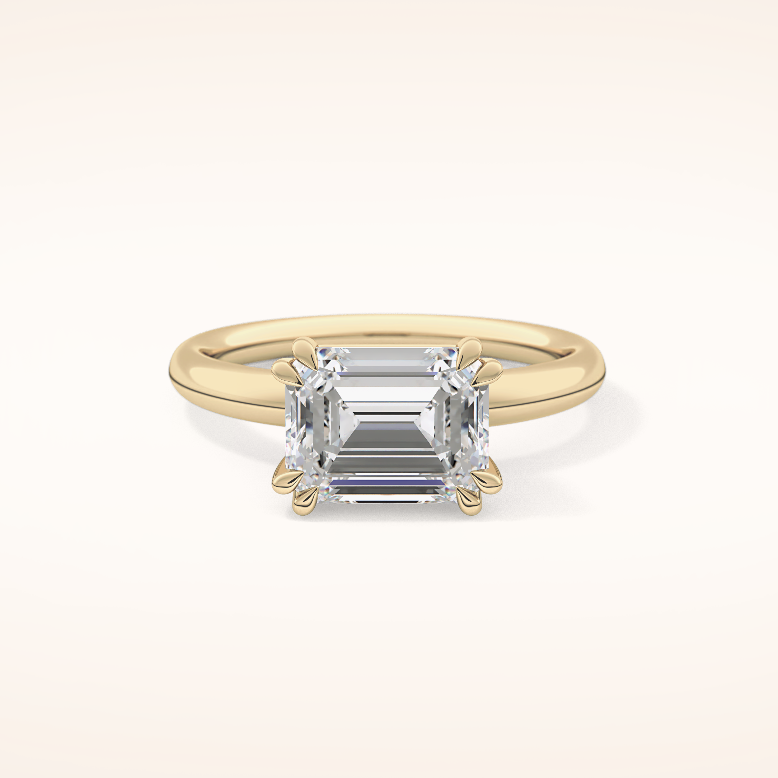 1.96 CT Emerald Shaped Solitaire Moissanite Engagement Ring