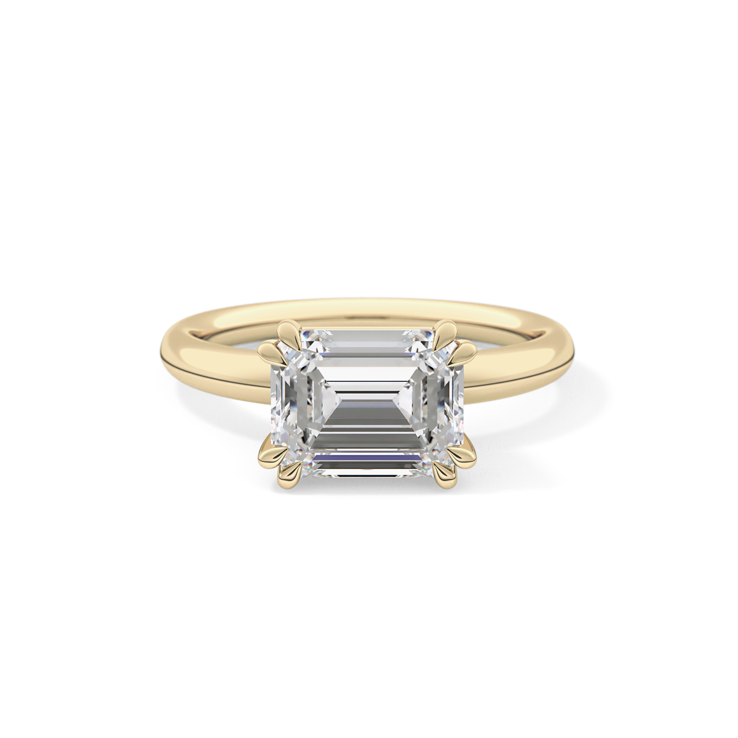 East West Emerald Solitaire Lab Grown Diamond Engagement Ring