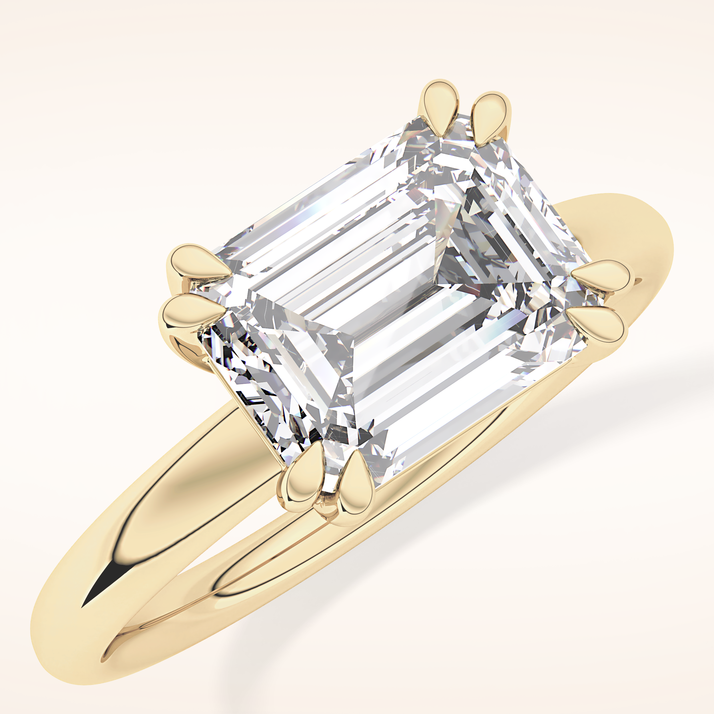 1.96 CT Emerald Shaped Solitaire Moissanite Engagement Ring