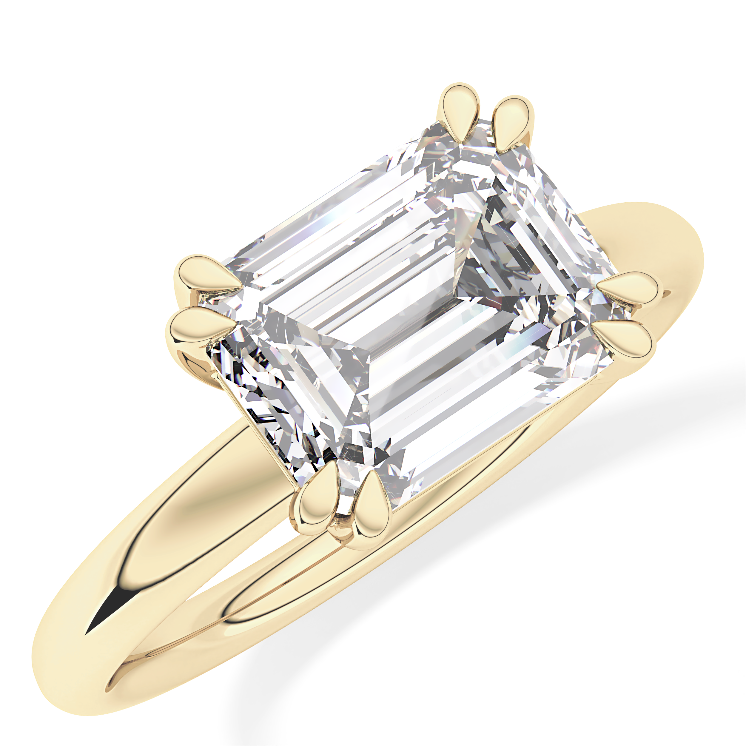 East West Emerald Solitaire Lab Grown Diamond Engagement Ring