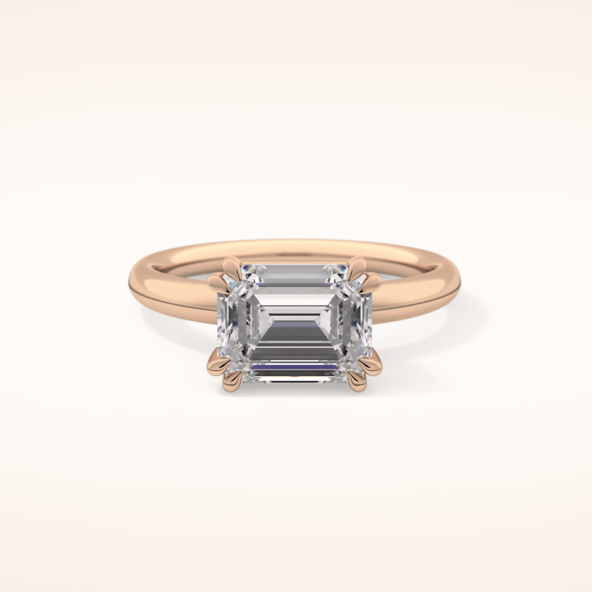 1.96 CT Emerald Shaped Solitaire Moissanite Engagement Ring