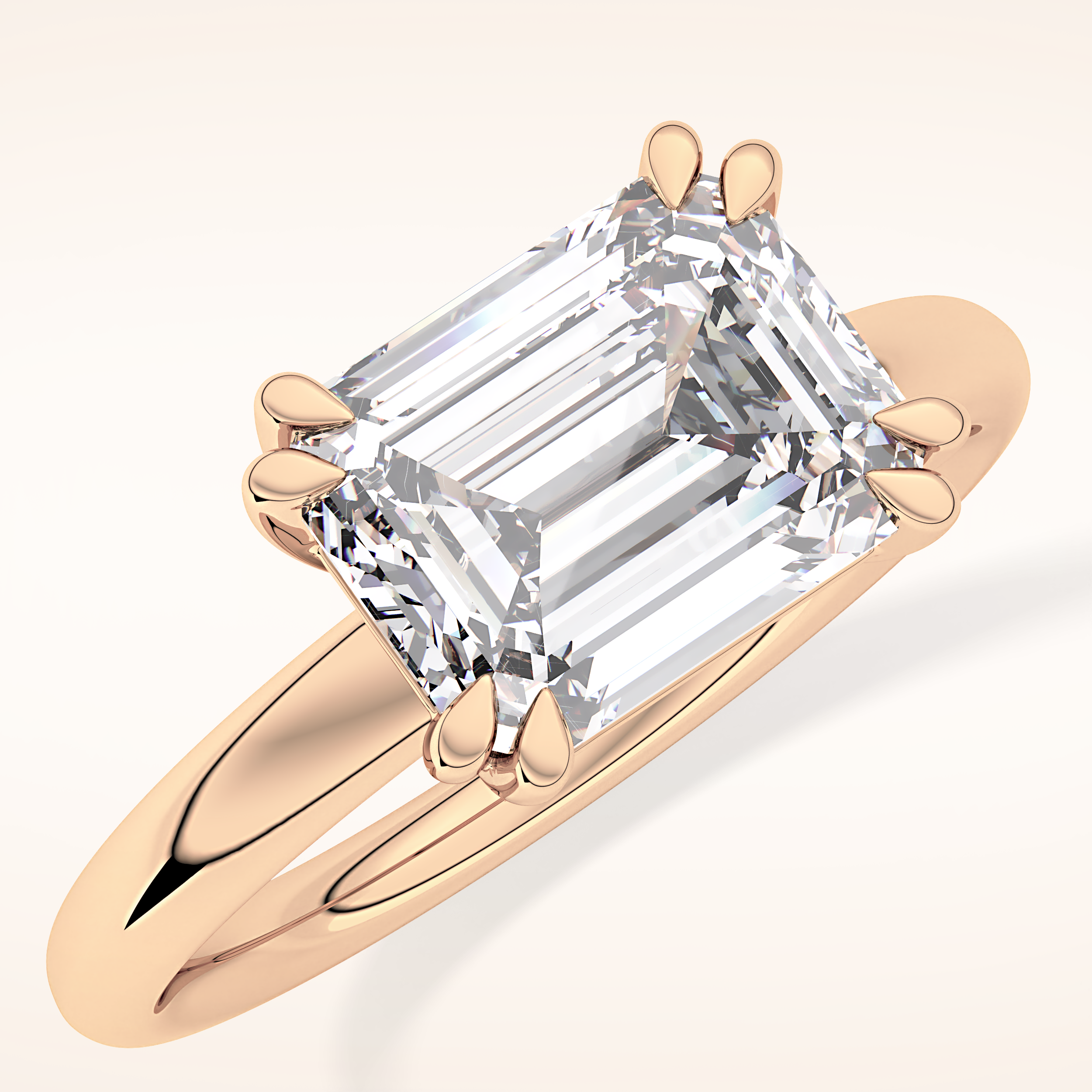 1.96 CT Emerald Shaped Solitaire Moissanite Engagement Ring
