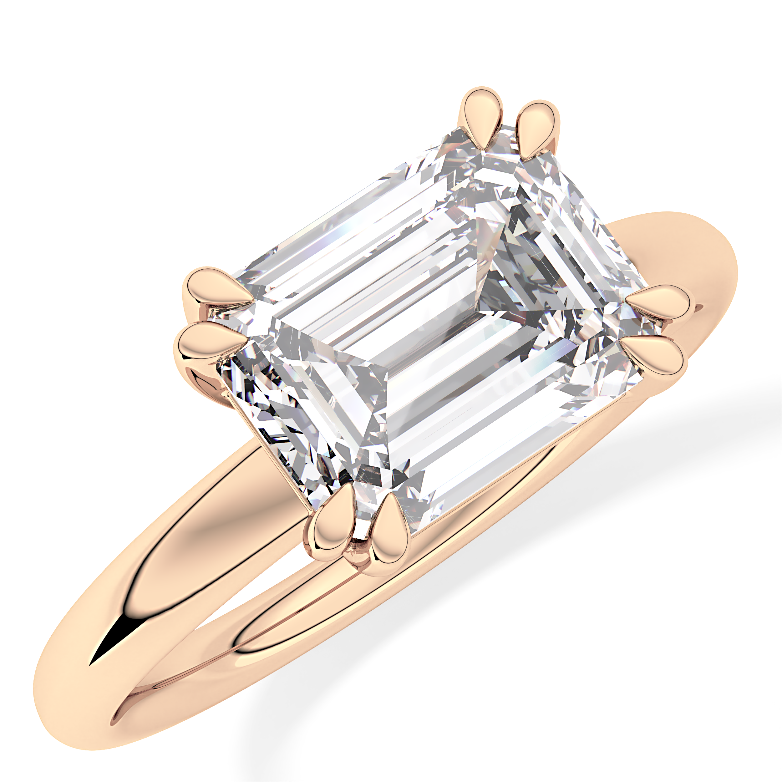 East West Emerald Solitaire Lab Grown Diamond Engagement Ring