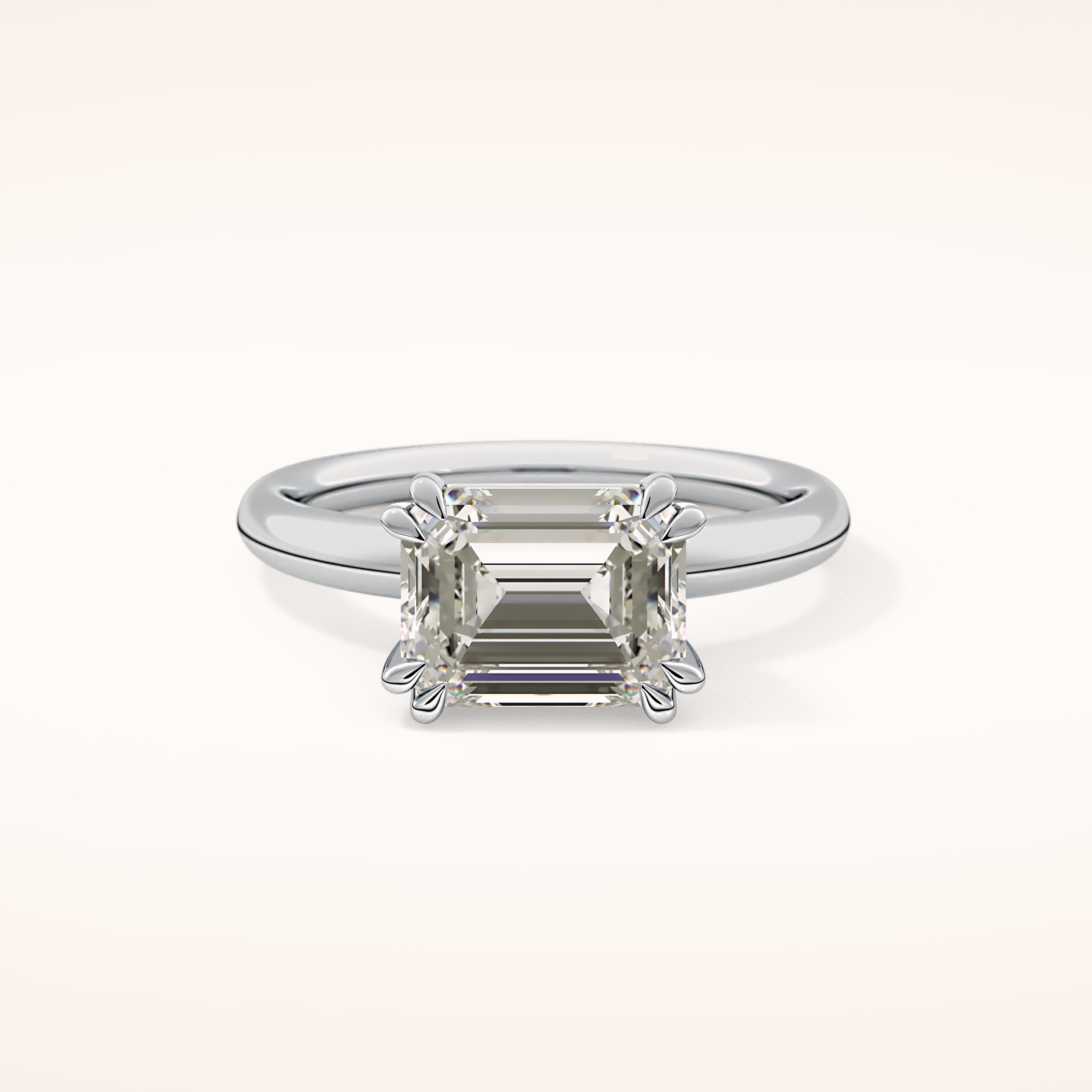 1.96 CT Emerald Shaped Solitaire Moissanite Engagement Ring
