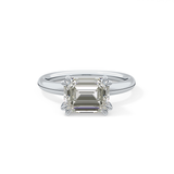 East West Emerald Solitaire Lab Grown Diamond Engagement Ring