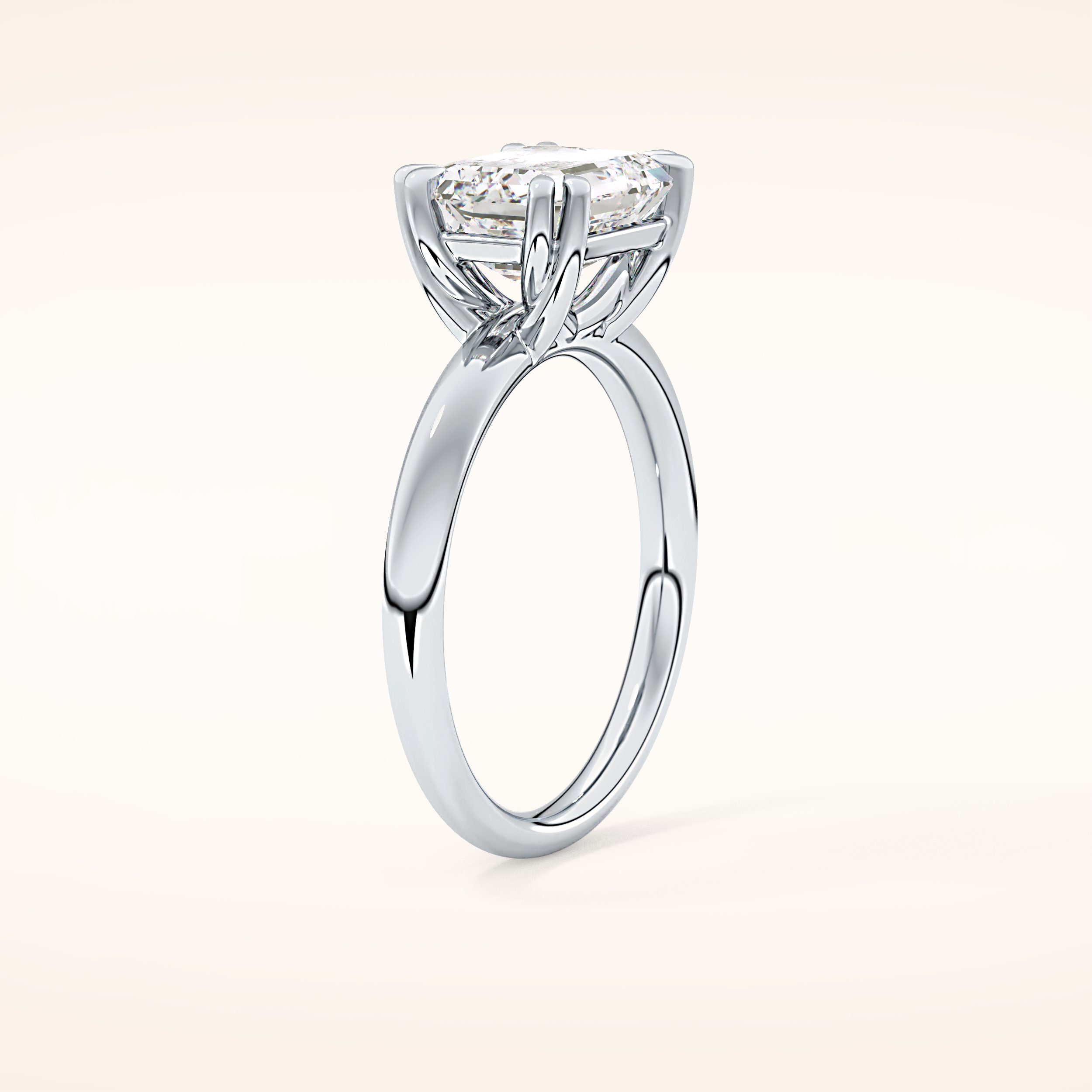1.96 CT Emerald Shaped Solitaire Moissanite Engagement Ring