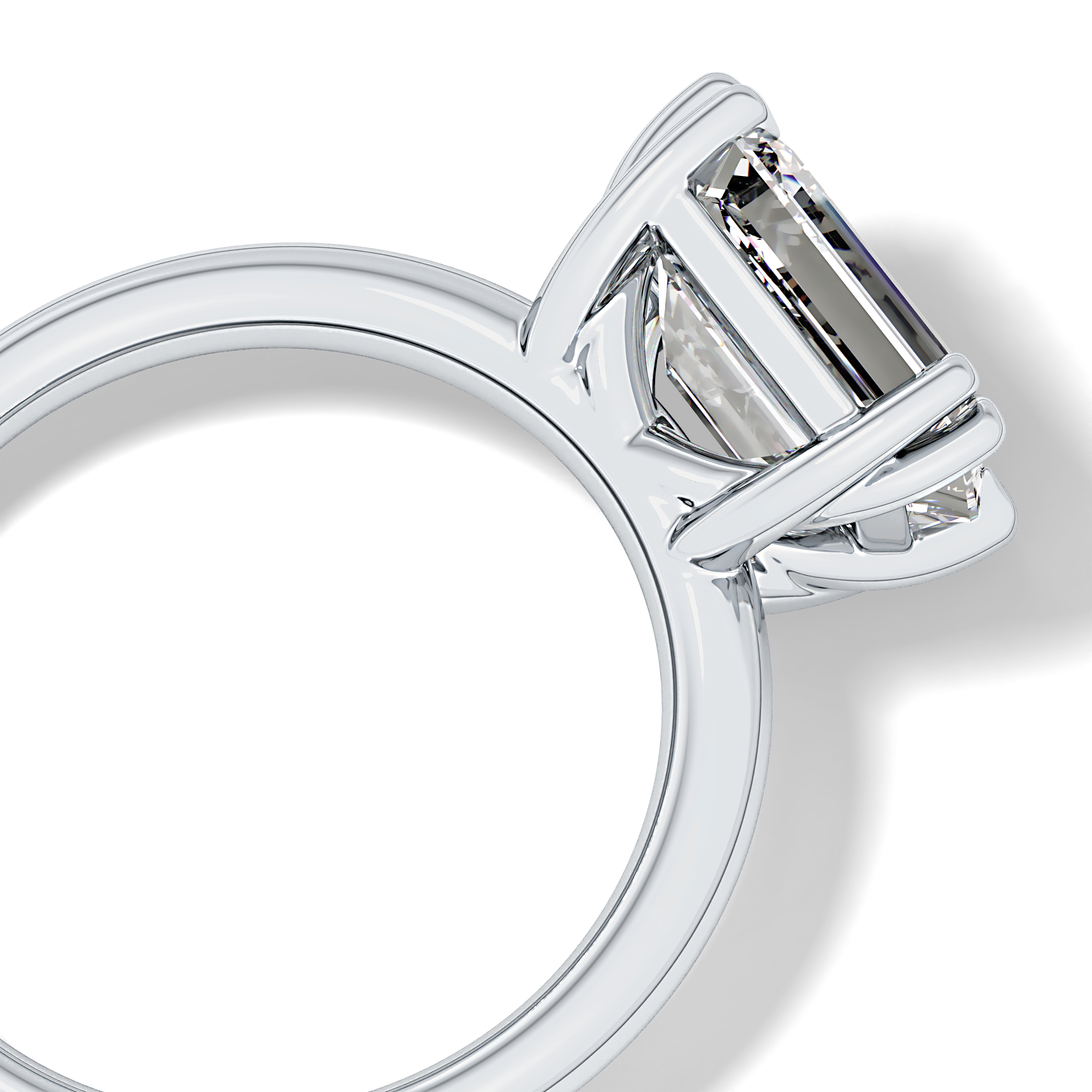 East West Emerald Solitaire Lab Grown Diamond Engagement Ring