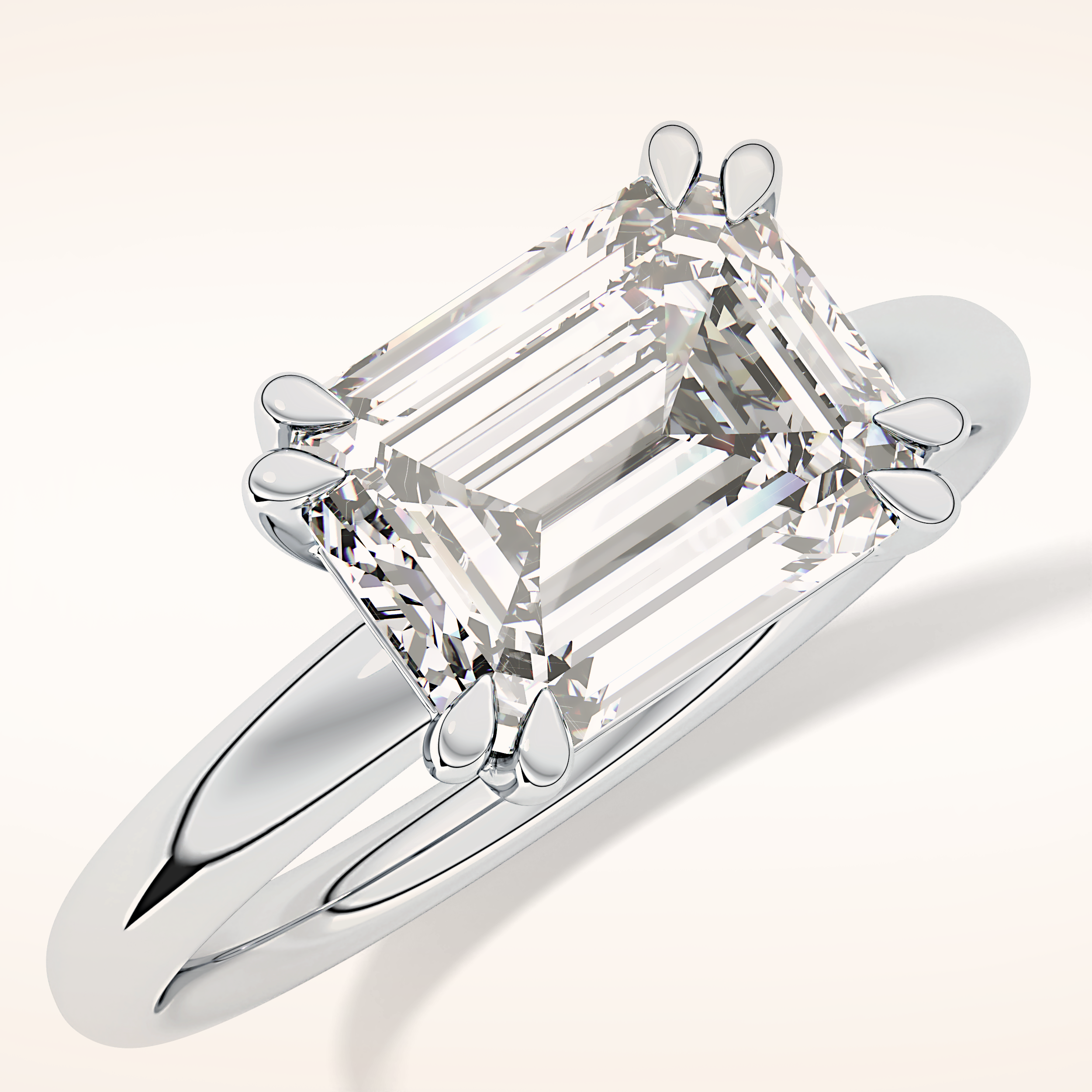1.96 CT Emerald Shaped Solitaire Moissanite Engagement Ring