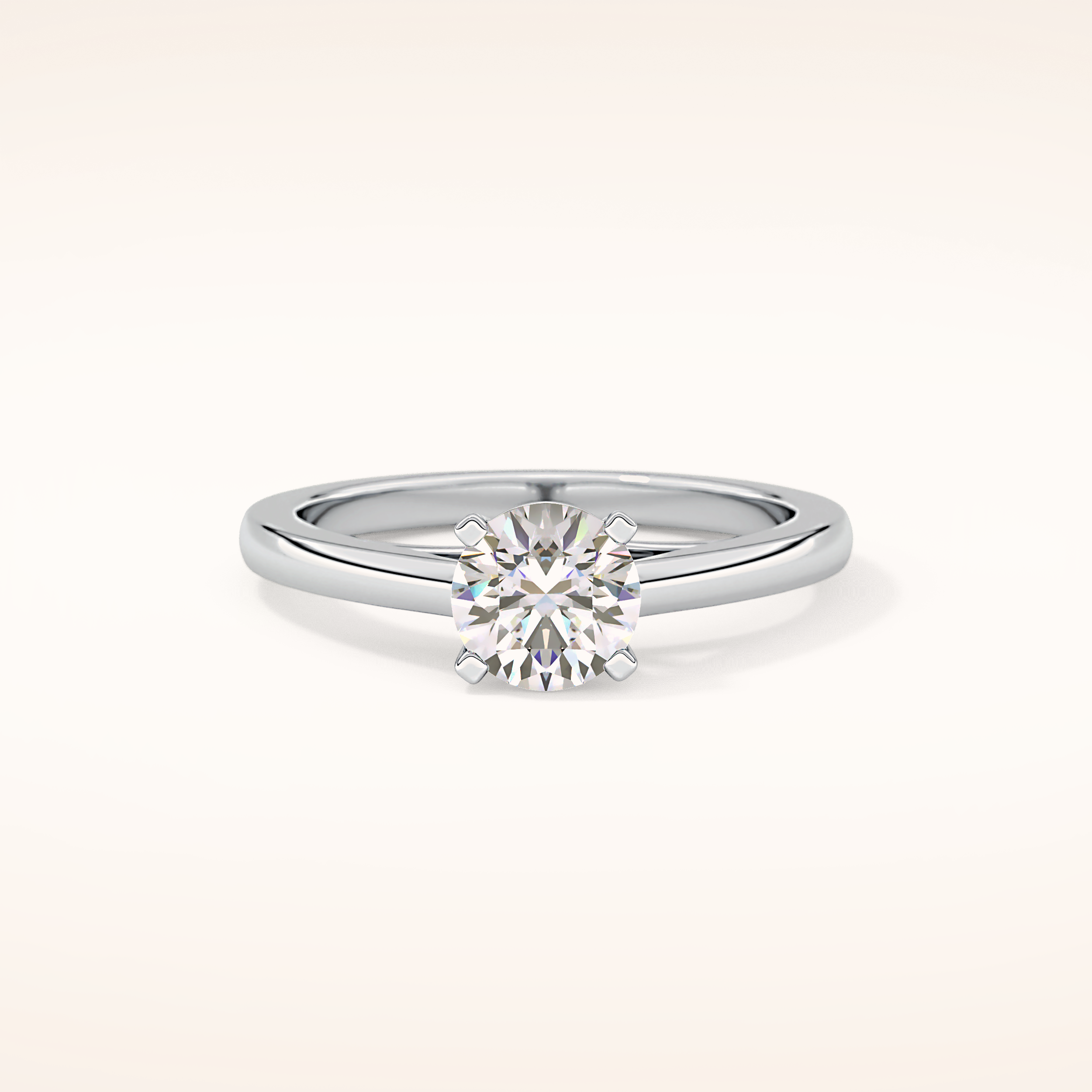 0.86 CT Round Shaped Solitaire Moissanite Engagement Ring