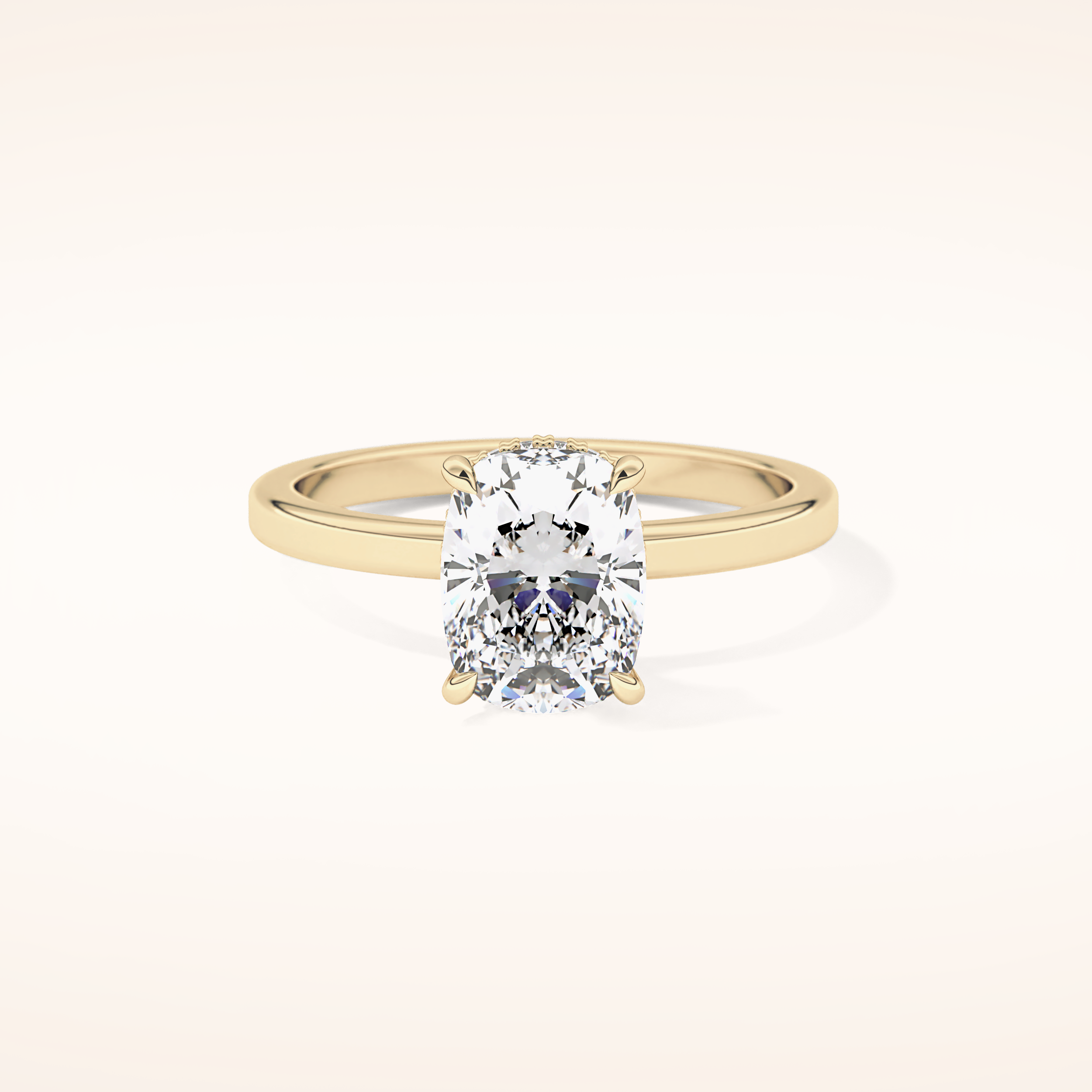 1.94 CT Cushion Shaped Hidden Halo Moissanite Engagement Ring