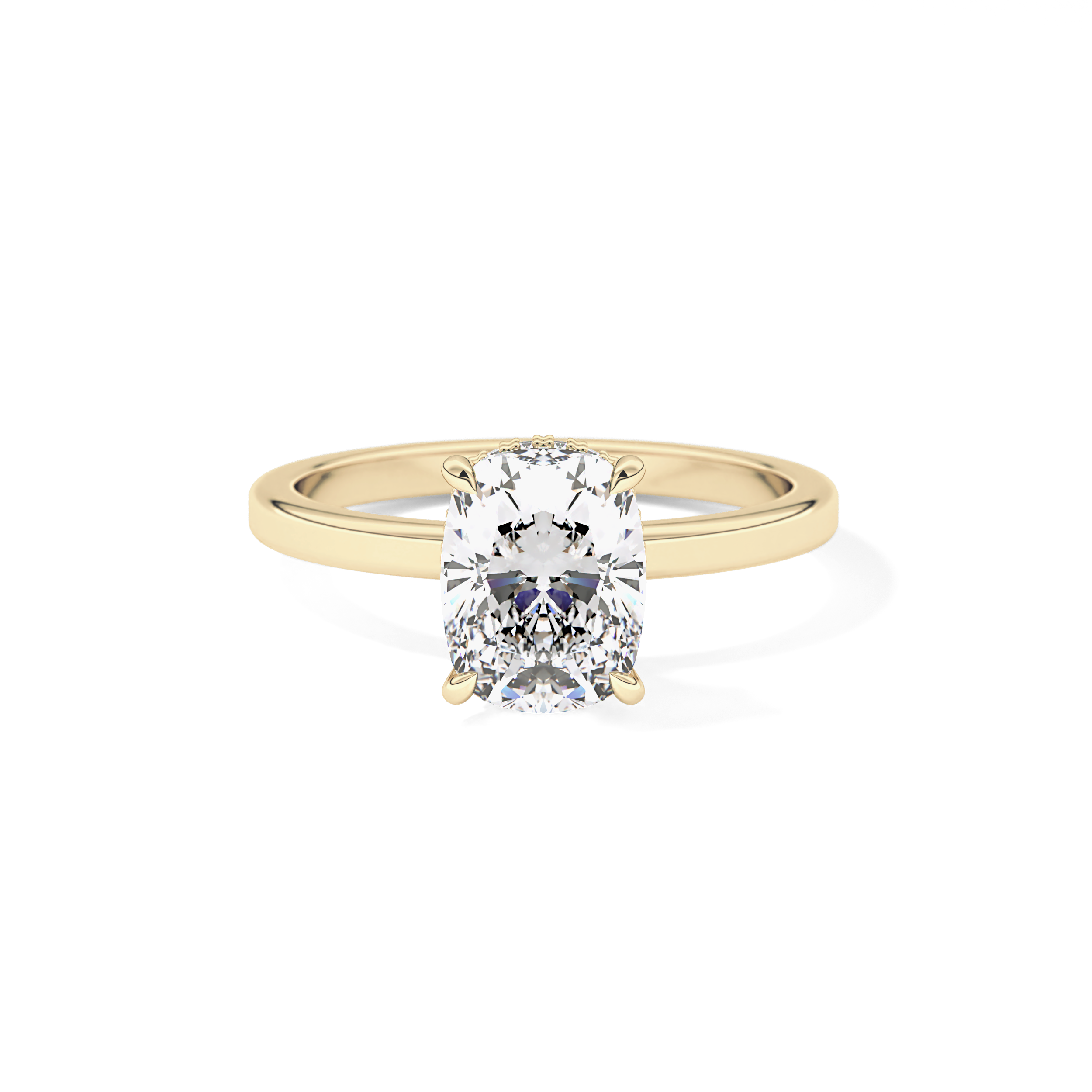 Cushion Hidden Halo Lab Grown Diamond Engagement Ring