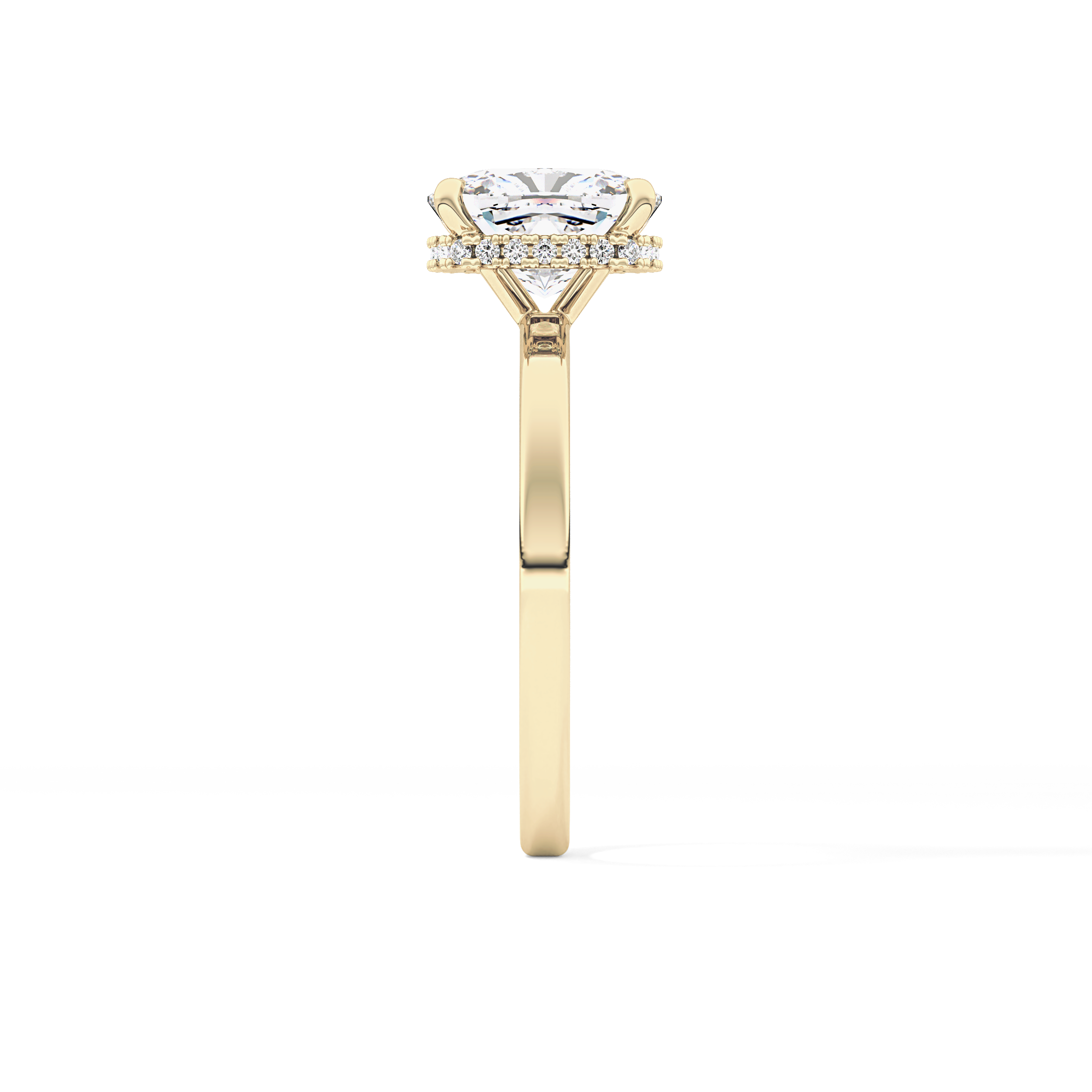 Cushion Hidden Halo Lab Grown Diamond Engagement Ring