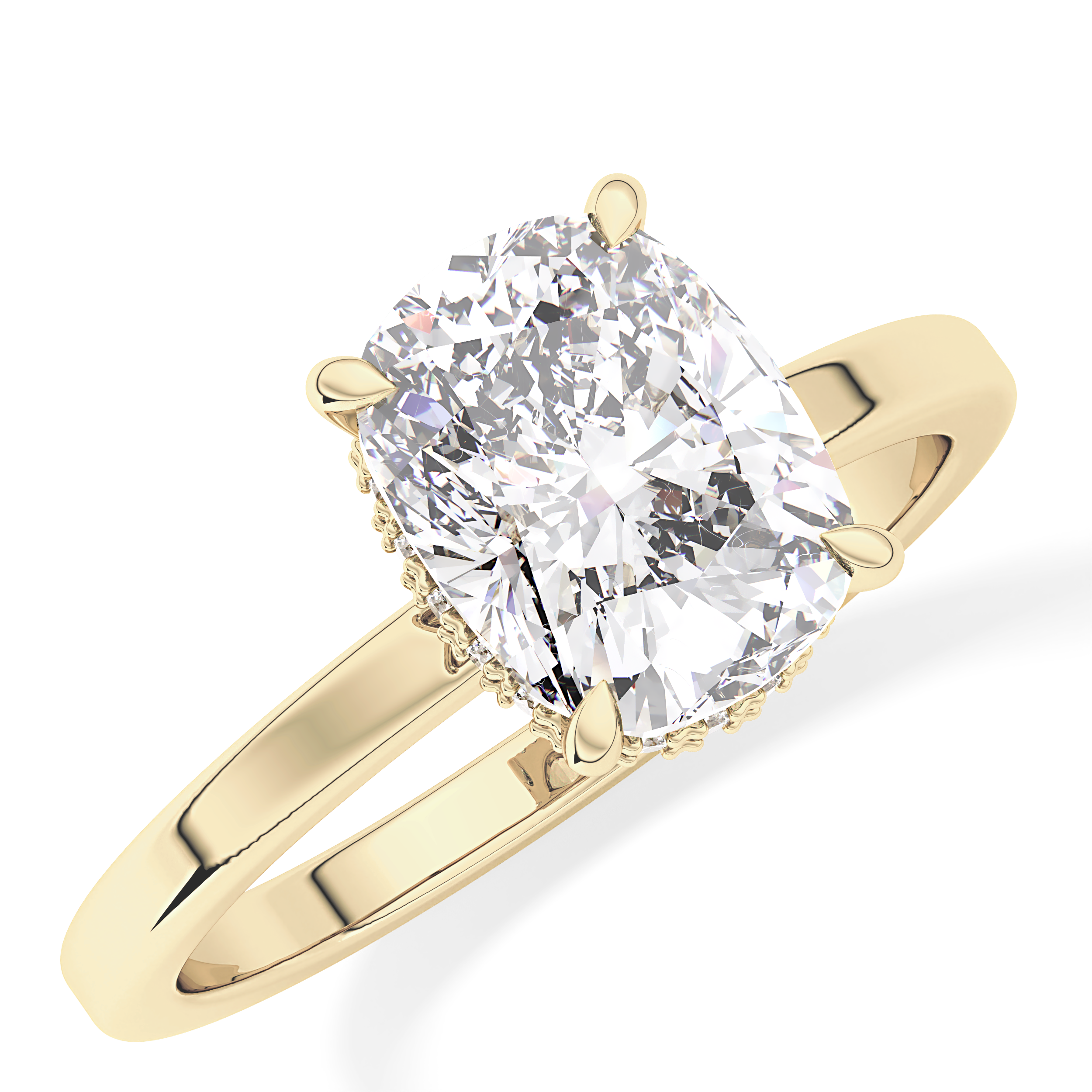 Cushion Hidden Halo Lab Grown Diamond Engagement Ring